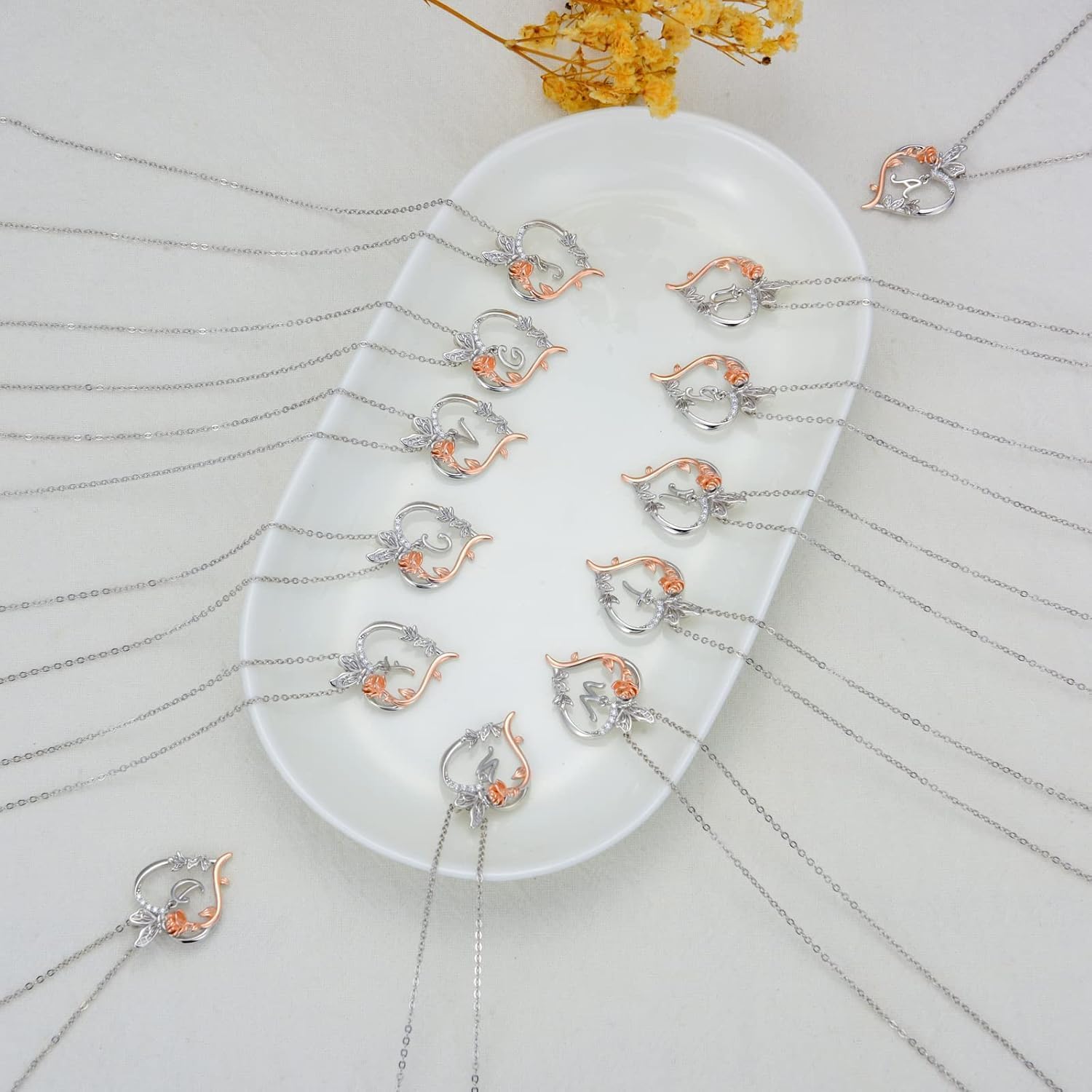 TOUPOP Valentines Day Gifts for Her 925 Sterling Silver Rose Heart Initial Necklace Butterfly Heart Jewelry Anniversary Birthday Gifts for Her Wife Girlfriend Mom - Image 7