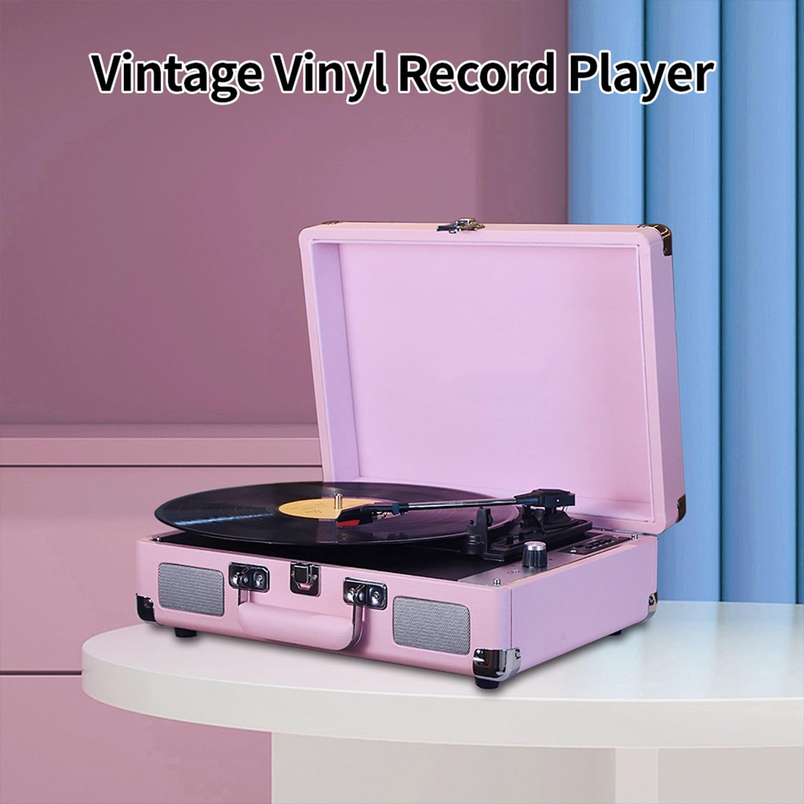 Fafeicy Giradischi Vinili Vintage Con Registrazione USB Giradischi 33 45 E 78 Giri per Fonografo Portatile 7 10 E 12 Pollici Altoparlanti Integrati Ingresso 3,5 Mm (Rosa)