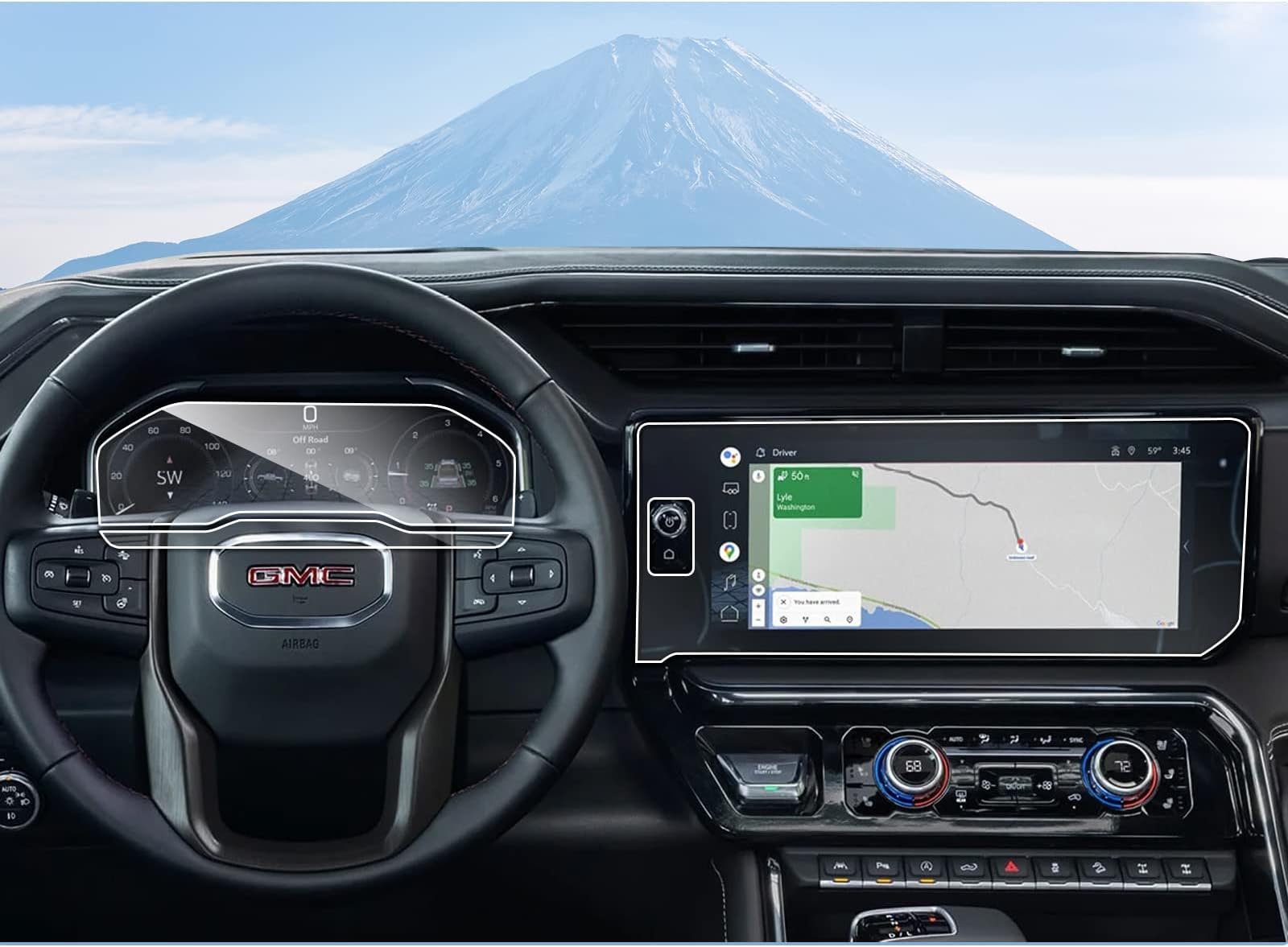 SHAOHAO 2024 2025 GMC Sierra 1500 Screen Protector Fit for 2022 2023 2024 2025 GMC Sierra 1500 2500HD 3500HD Accessories 13.4 in Touch Screen Tempered Glass Anti Fingerprint Screen Cover (Navi+Dash)