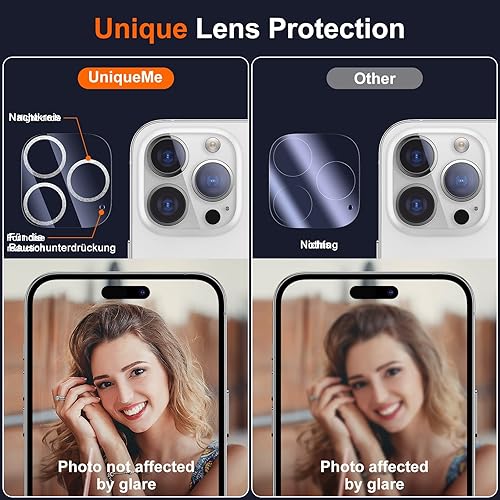 Miniatura 6 de UniqueMe Paquete de 3 protectores de lente de cámara compatibles con iPhone 14 Pro MaxiPhone 14 Pro, resistentes a los arañazos, compatibles con