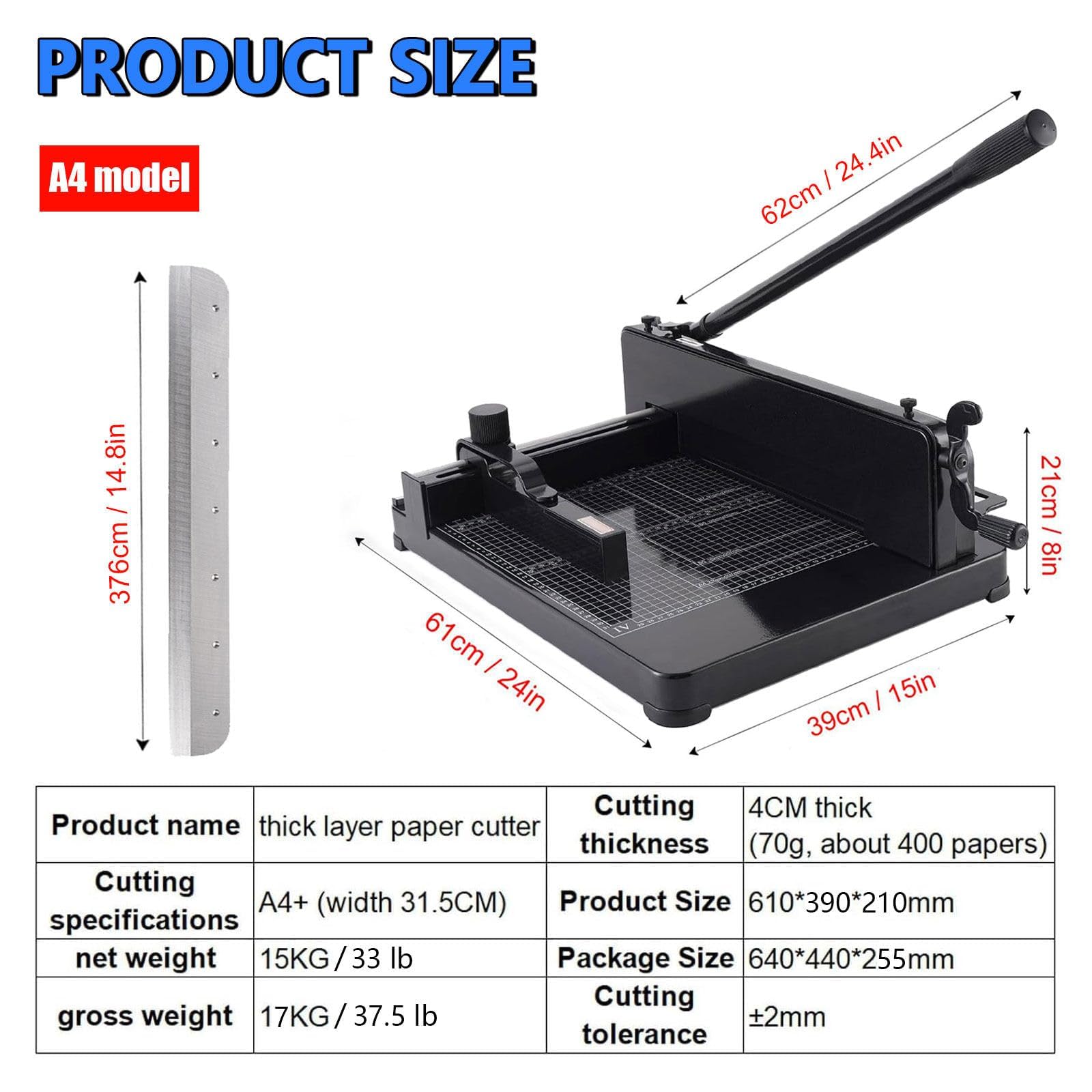 Taglierina manuale resistente, tagliacarte da scrivania, taglia fino a 400 fogli, ideale per carta artigianale, coupon, etichette e cartoncino