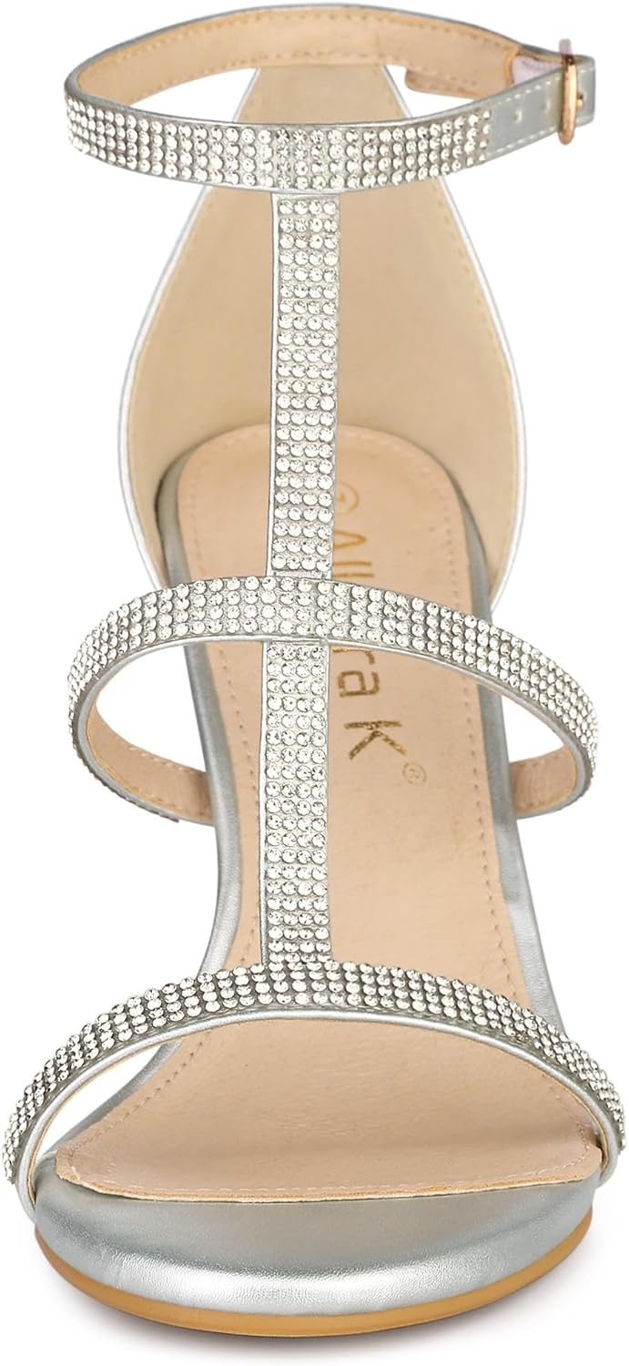 Allegra K Women's Rhinestone Ankle Strap Stiletto High Heel Sandals - Image 2