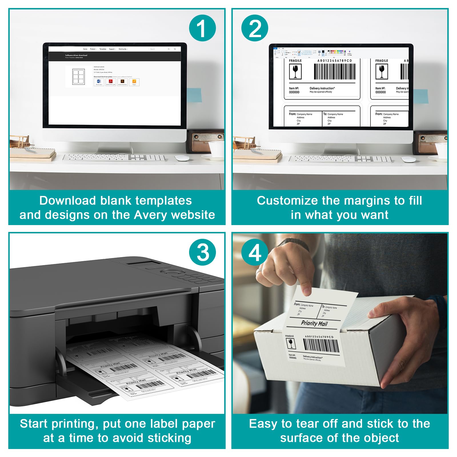 Snapklik.com : Colemoly 3.33x4 In Labels - 500 Sheets 6 Label Stickers ...