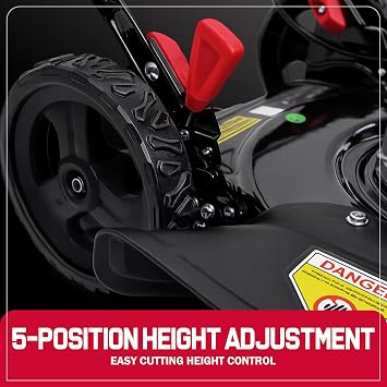 PowerSmart EasyCut 18-Inch Gas Lawn Mower, 144cc OHV Engine, Steel Deck, Side Discharge, 5-Position Dual-Lever Height Adjustment, Push Mower for Small Yards