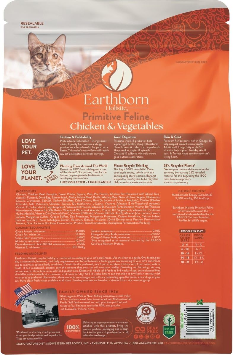 Earthborn Holistic Primitive Feline - Grain Free Dry Cat Food (4 Pounds)