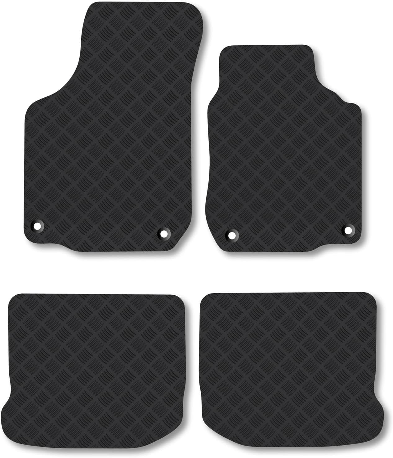 VW Beetle (1999-2011) Rubber Car Mats Accessories Tailored Fit Compatible Accessory Waterproof Protection Non-Slip Floor Mats Full Coverage Durable Front Rear Set Coverage with Clips