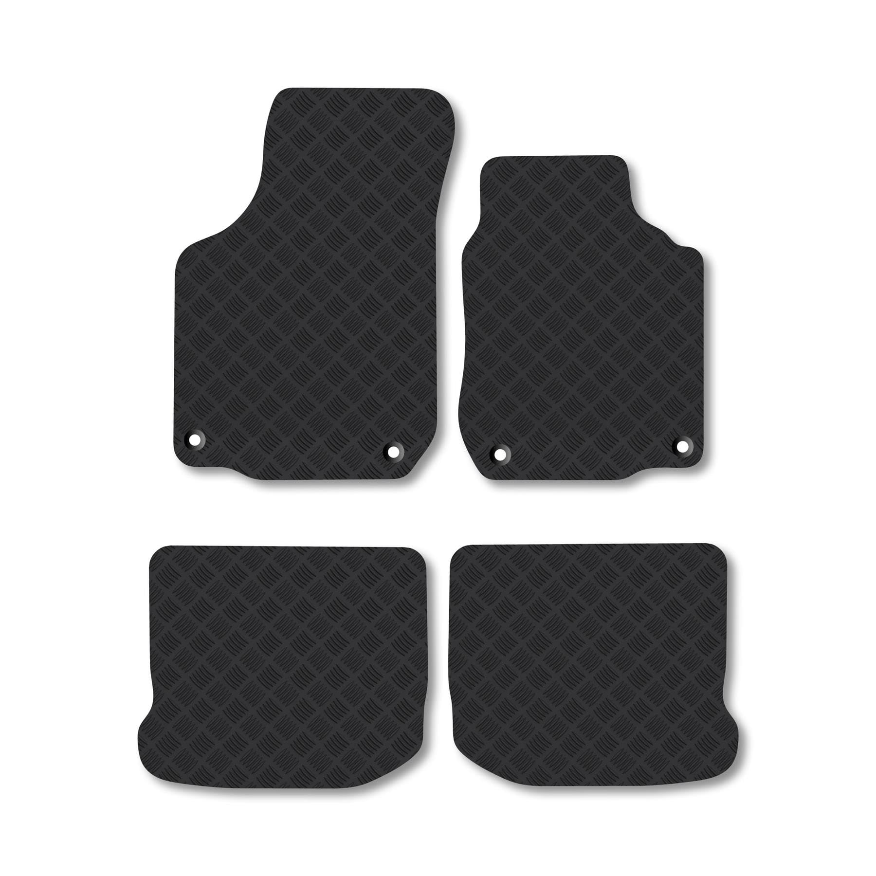 VW Beetle (1999-2011) Rubber Car Mats Accessories Tailored Fit Compatible Accessory Waterproof Protection Non-Slip Floor Mats Full Coverage Durable Front Rear Set Coverage with Clips