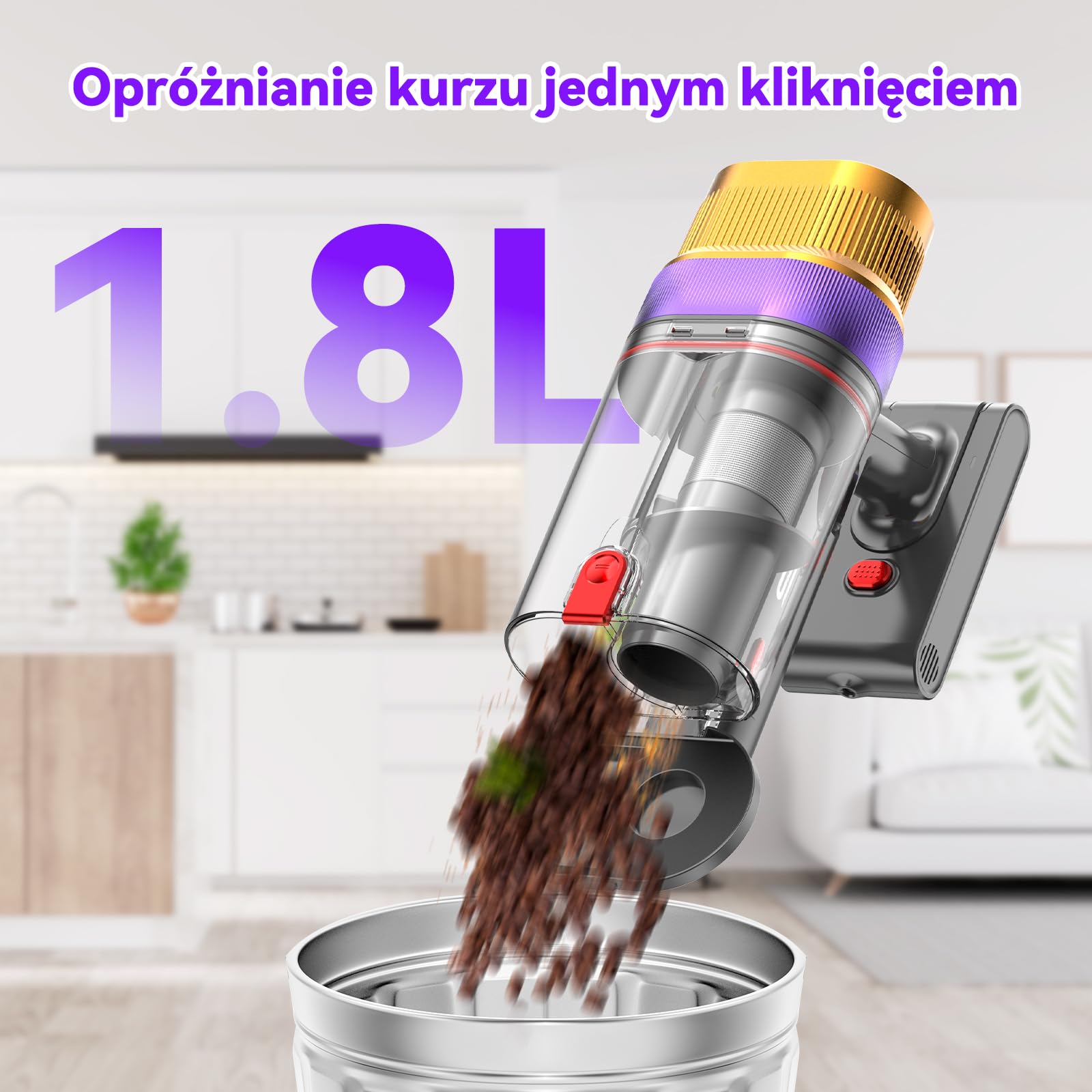 Vistefly V15 Ultra Odkurzacz Akumulatorowy 600W, 58KPa, Bezprzewodowy Odkurzacz 8 w 1, Ekran Dotykowy LED, Czas Pracy 70 Minut, Automatyczne Wykrywanie Kurzu, do Sierści Zwierząt, Podłóg i Dywanów