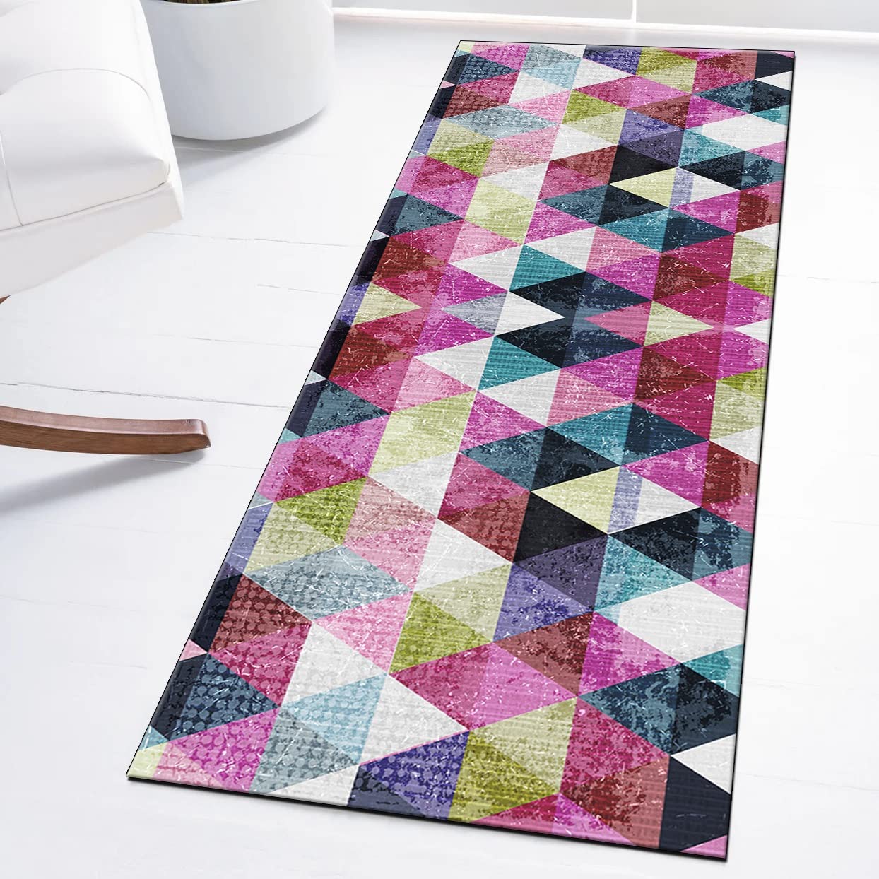 Dywan chodnik do korytarza kolorowy 80 x 300 cm geometryczny dywan mata antypoślizgowa zmywalna chodnik dywan do kuchni sypialni korytarza schody drzwi z możliwością personalizacji