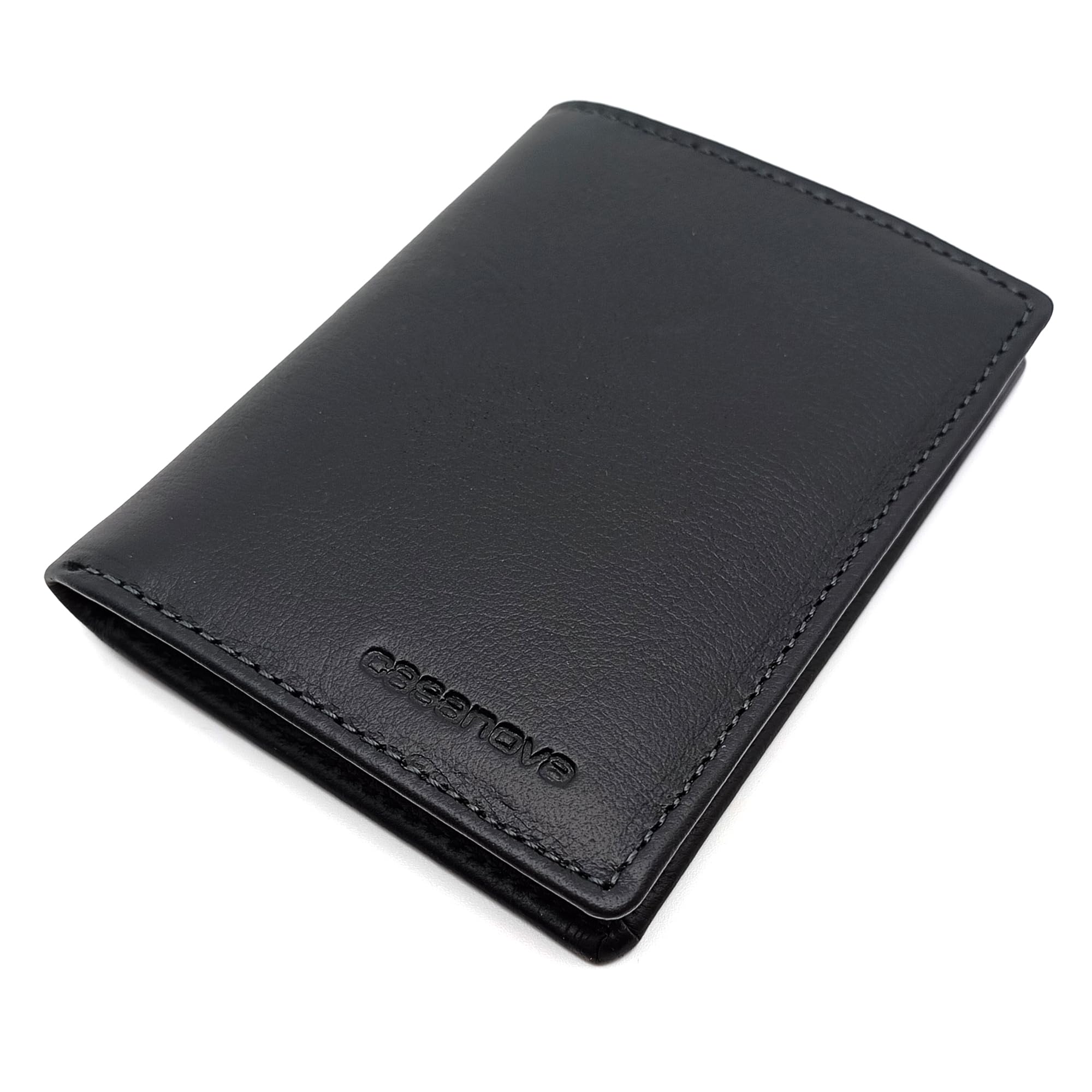 Mini Cartera Tarjetero Hombre Piel - Hecho a Mano - RFID - 10058 Negro