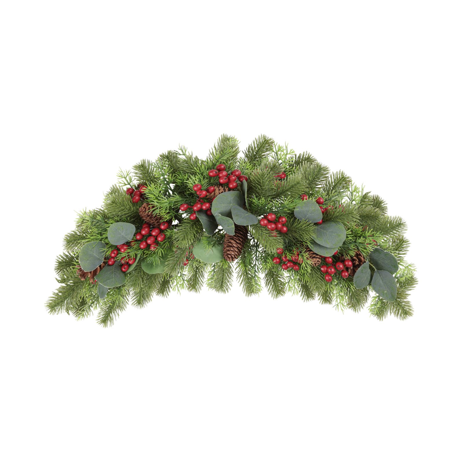 U'Artlines Christmas Swag for Front Door, 27.5" Artificial Decorative Swag Decoration with Red Berry, Pine Cone, Berries for Indoor & Outdoor Window Wall Fireplace Mantle Home Holiday Xmas Decor Swag