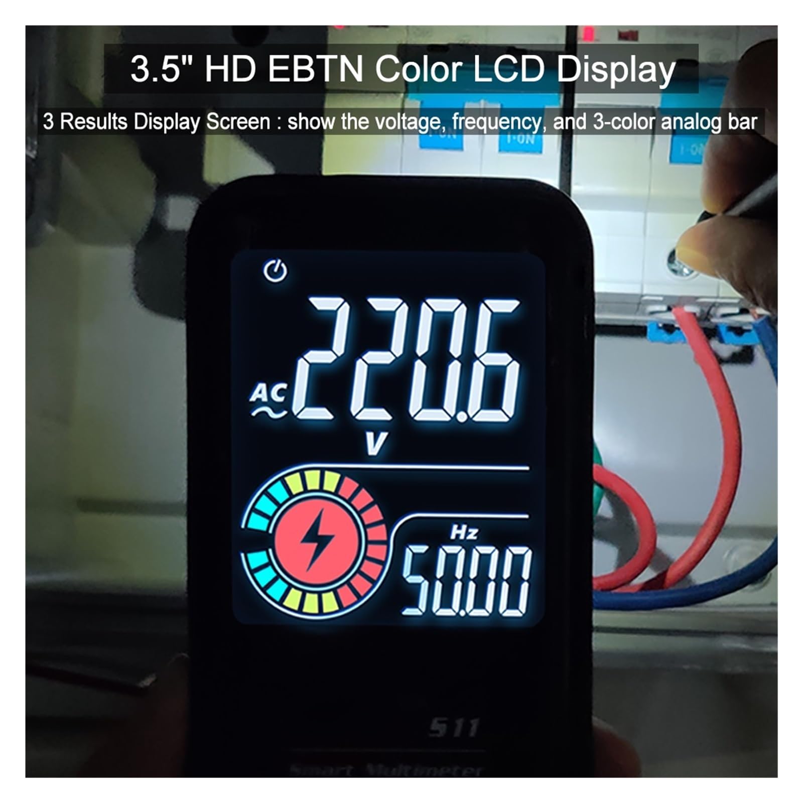 Multimetr Cyfrowy 9999 T-RMS 3,5 "Kolorowy Wyświetlacz LCD DC Napięcie AC Pojemność Ohm Dioda Multimetro NCV Hz Tester Drutu Pod Napięciem Bezpieczny, Praktyczny, DokłAdny(S11 Tool Kits)