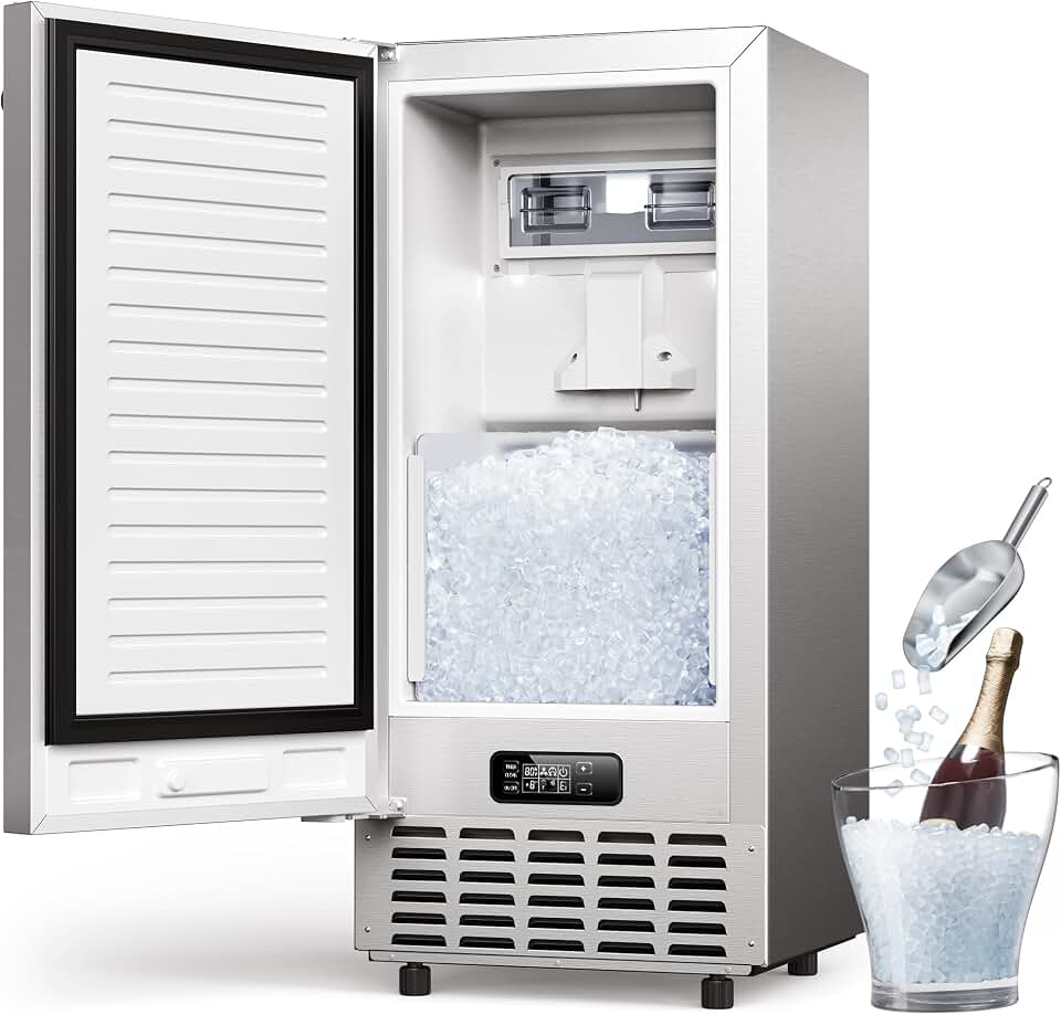 ecozy Undercounter Nugget Ice Maker, 66 Lbs/Day, Soft Pebble Chewable Ice