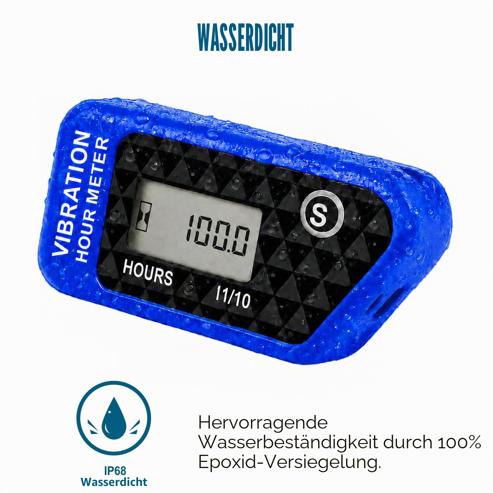 Runleader Digital Wireless Hour Meter,Vibrationsbetrieb | für Golfwagen Traktor Generator Kompressor Kettensäge Motorrad Dirt Bike Hochdruckreiniger und gas-/dieselbetriebene Maschine