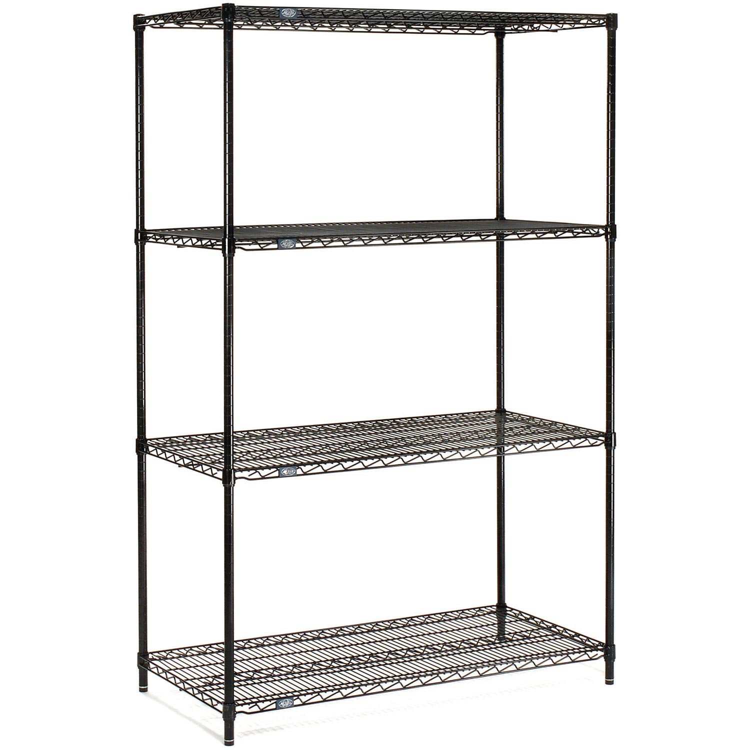 Nexel 24" x 30" x 63", 4 Tier Adjustable Wire Shelving Unit, NSF Listed Commercial Storage Rack, Black Epoxy Finish, Leveling feet
