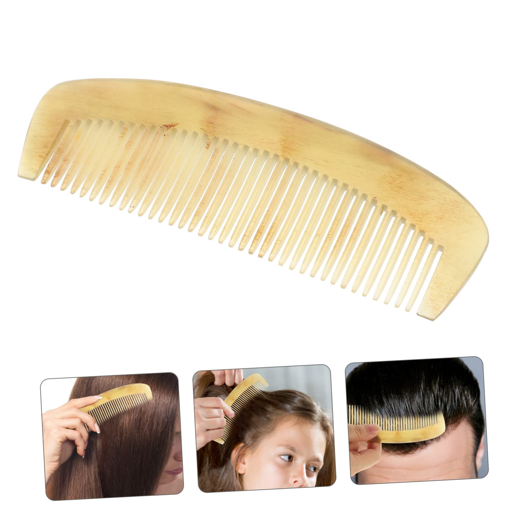 Pettine Antistatico in Corno Naturale, per Donna, Portatile | Lavorazione Fine, Effetto Lisciante, Formato da Viaggio, Accessorio per Cura Chioma