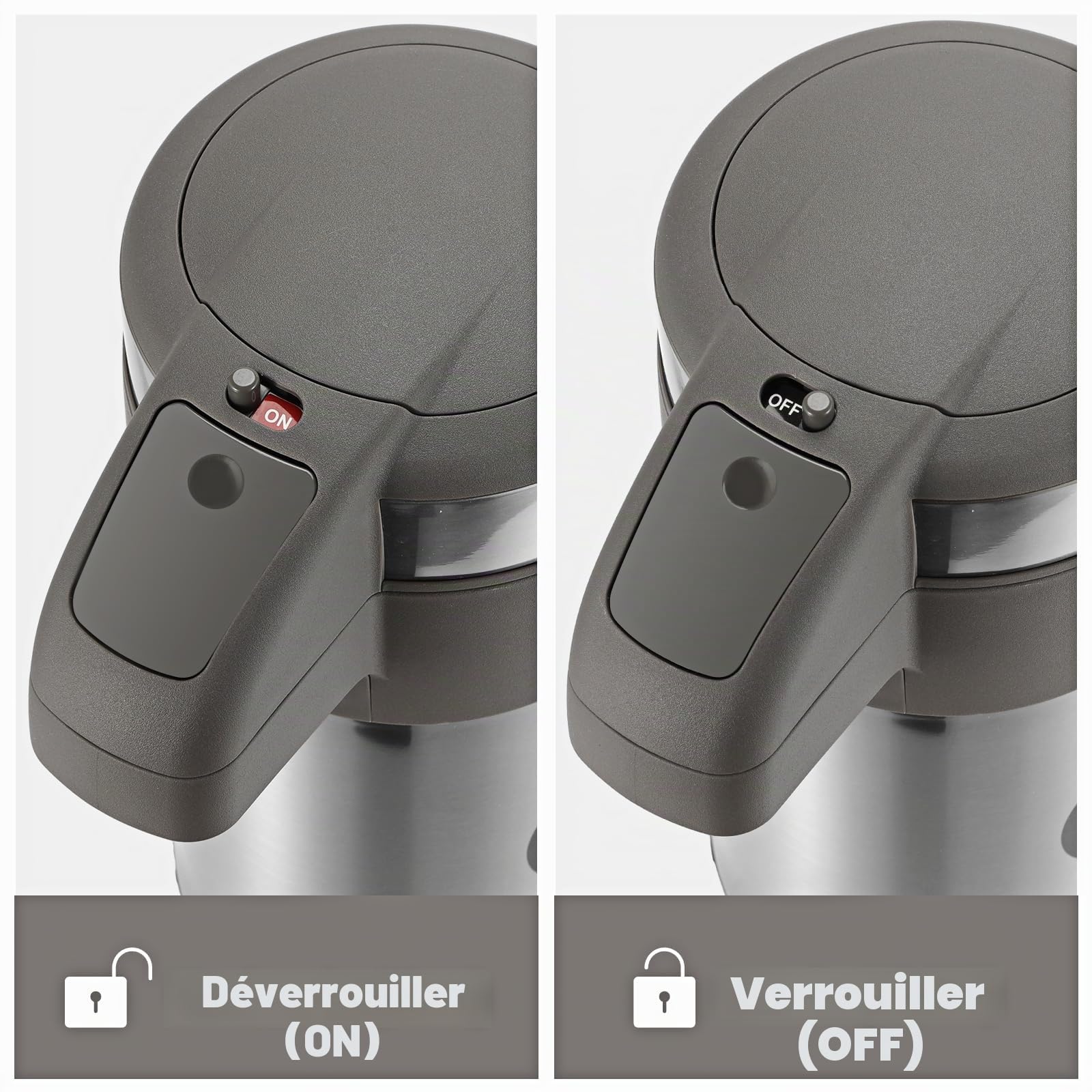 Bouteille à Pompe 3 L en Acier Inoxydable - Distributeur de Boissons Chaudes et Urne à Café - Idéale pour Café et Thé