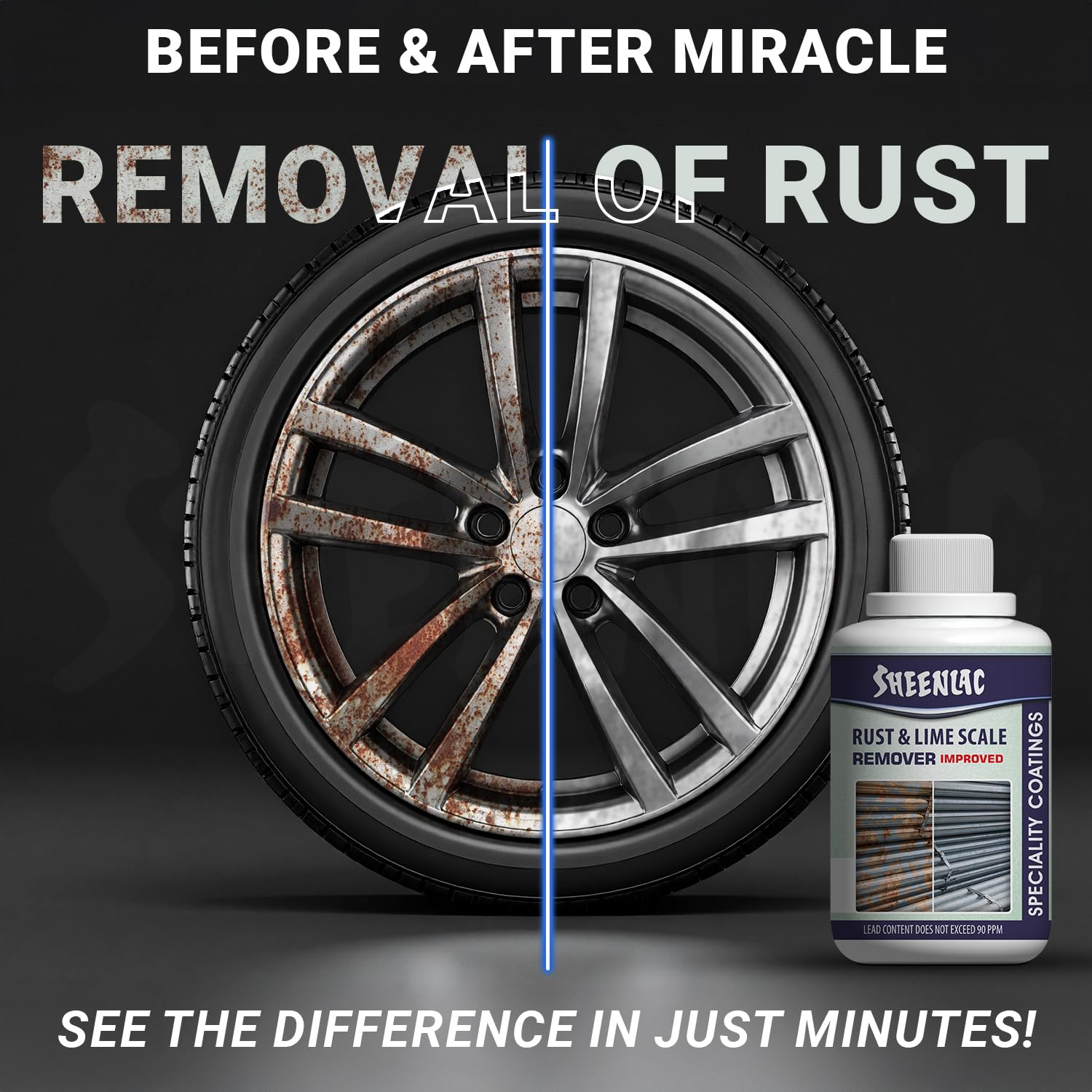 Sheenlac Rust & Lime Remover 250ml | Hard Water Stain & Limescale Remover for Taps, Tiles & Bathrooms | Removes Rust, Mineral Deposits & Stubborn Scale | Industrial-Strength Bathroom Cleaner 1