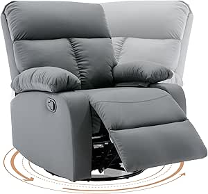 Garvee Rocking Recliner Chair, 360° Swivel Rocker Chair For Living Room, Upholstered