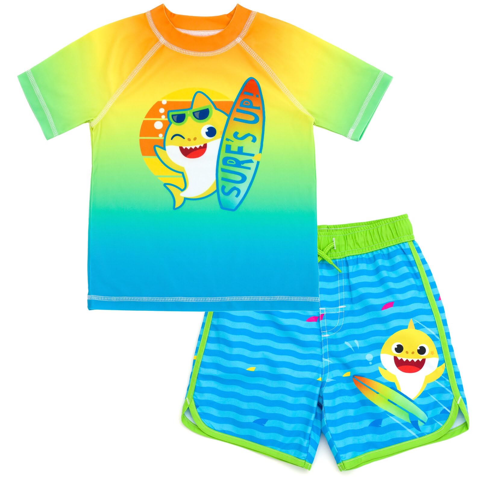 Pinkfong Baby Shark Rash Guard and Swim Trunks Outfit Set Toddler