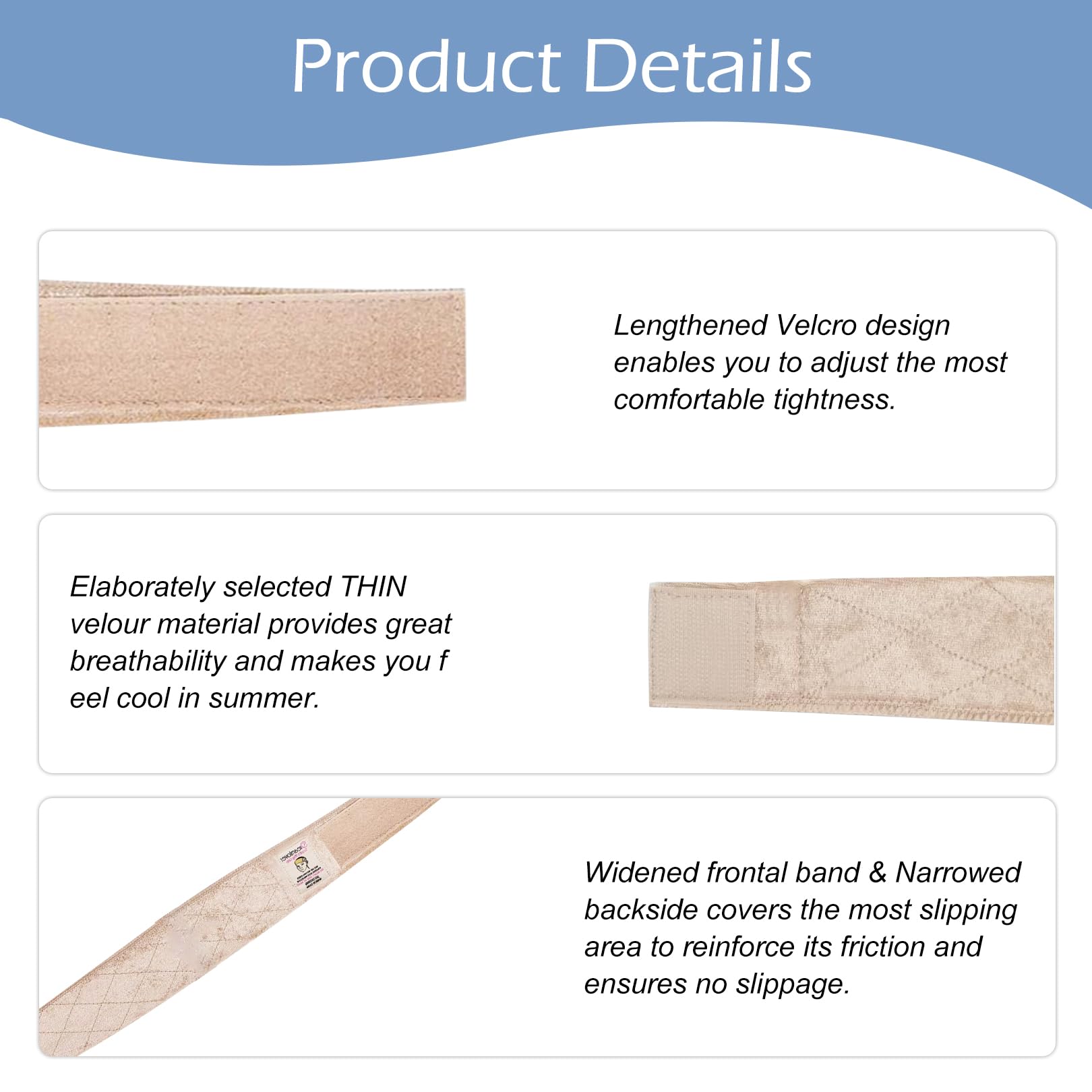2Pcs Wig Grip,Velvet Wig Grip Band,Adjustable Non-Slip Headband for Wigs,Band to Hold Wig in Place,Chemotherapy Patients - Image 3