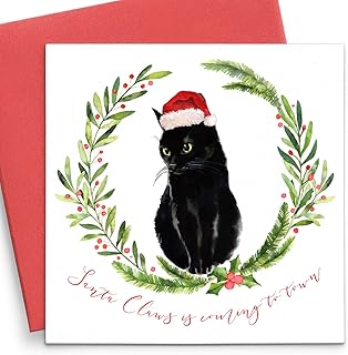 Black Cat Christmas Card Pack of 10, Size of Your Choice, Watercolour Cat Xmas Cards Pack of 20, Cat Christmas Card Set of 5, Cute Christmas Cards Cats Christmas Cards Multipack, Breed of Your Choice