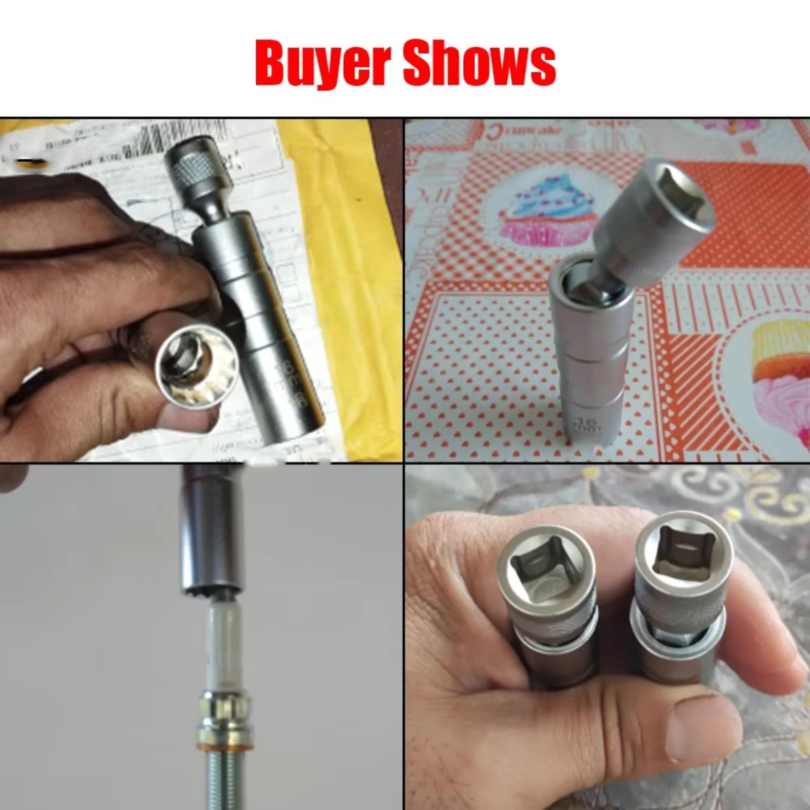 Llave Bujias 14mm 16mm con Delgada Magnética para Junta Pared para Enchufe Bujía Llave Tubo Flexible 12 Ángulos Herramienta Reparación Automóviles