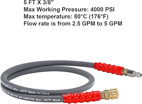 Miniatura 5 de M MINGLE Juego de adaptadores para lavadora a presión, manguera de puente para lavadora a presión, 5 pies