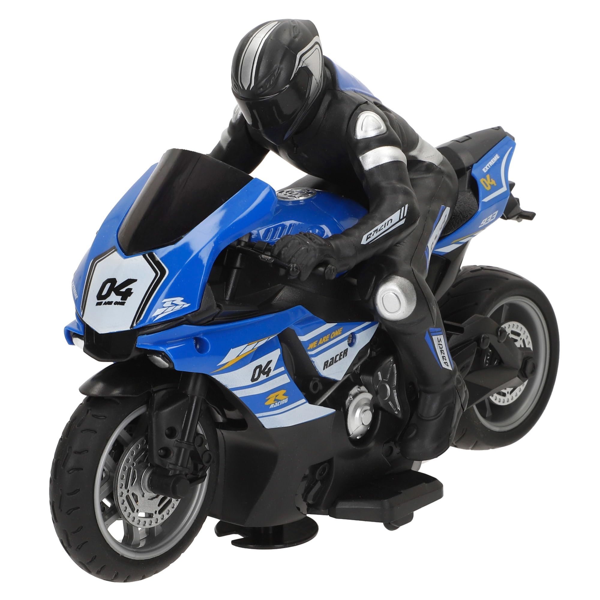 COLORBABY Speed & Go Moto télécommandée, avec Pilote, Jaune ou Bleu, échelle 1:10, Vitesse 8 km/h, fréquence 2,4 GHz, télécommande, Motos radiocommandées, Jouets Enfants 6 Ans (41364)