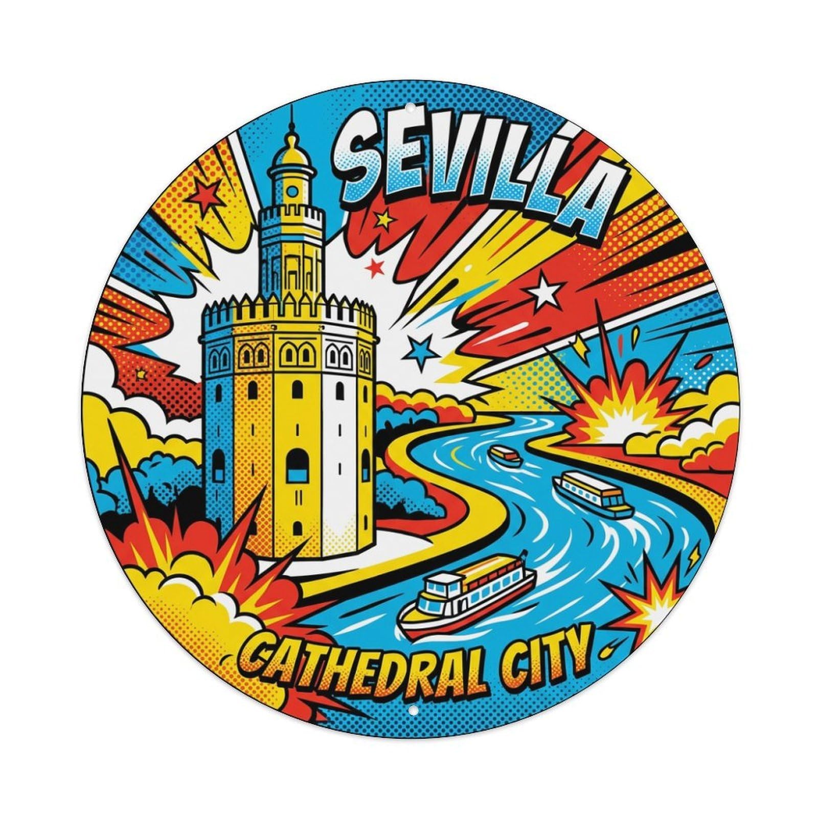 Vintage Travel Seville Spain Realm Metal Tin Sign