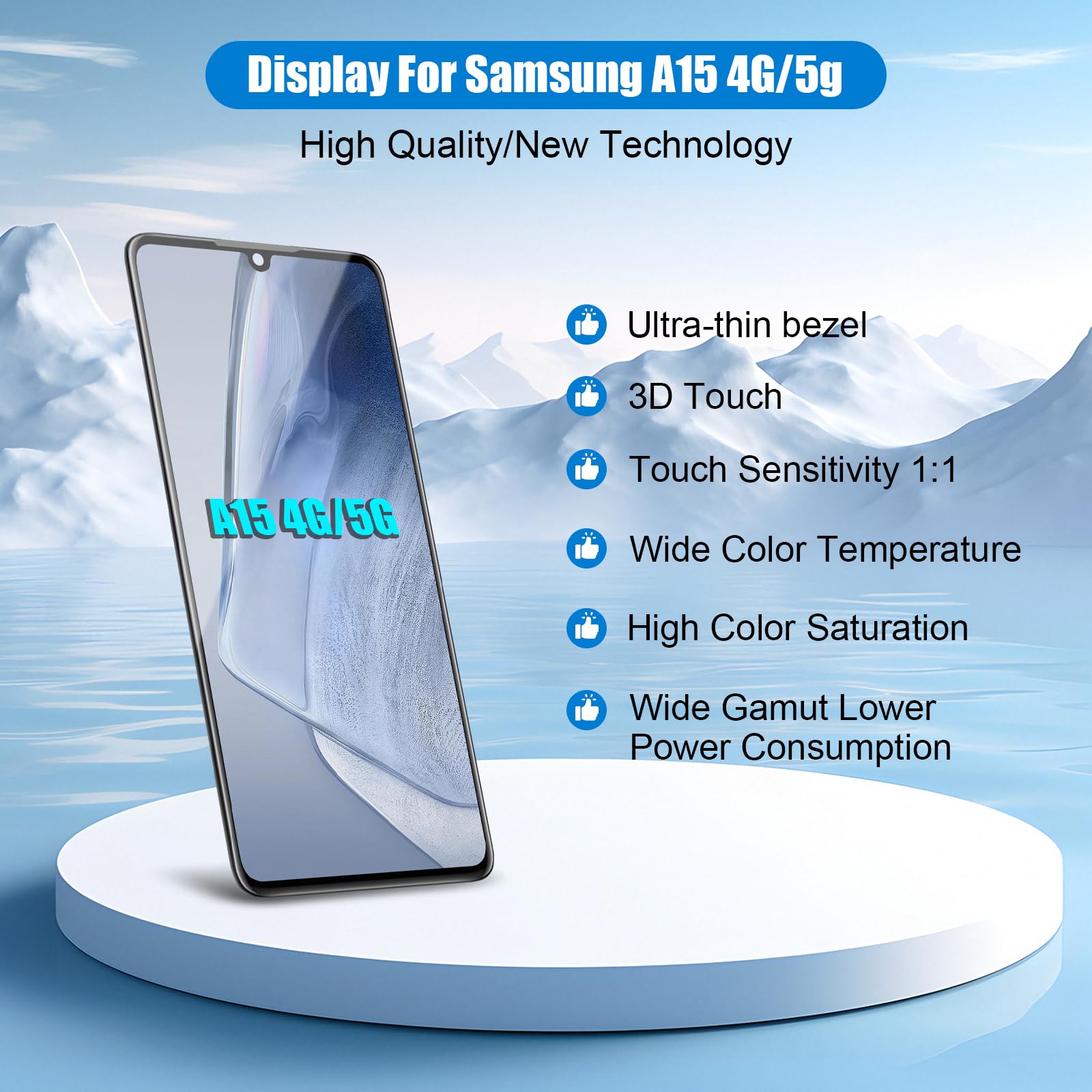 DTD Schermo per Samsung Galaxy A15 4G/A15 5G di Ricambio Display Touch Screen Digitizer Parti di Riparazione LCD Display con Strumenti(Nero con Cornice, 6.5")