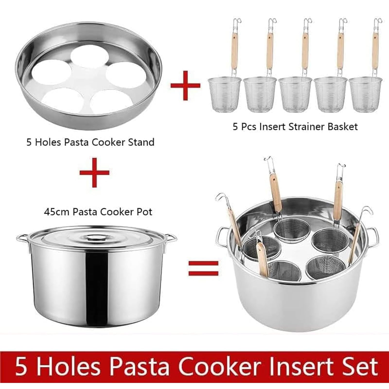 Cuocipasta, Pentola per Pasta con 3/4/5 Cestelli e Coperchio