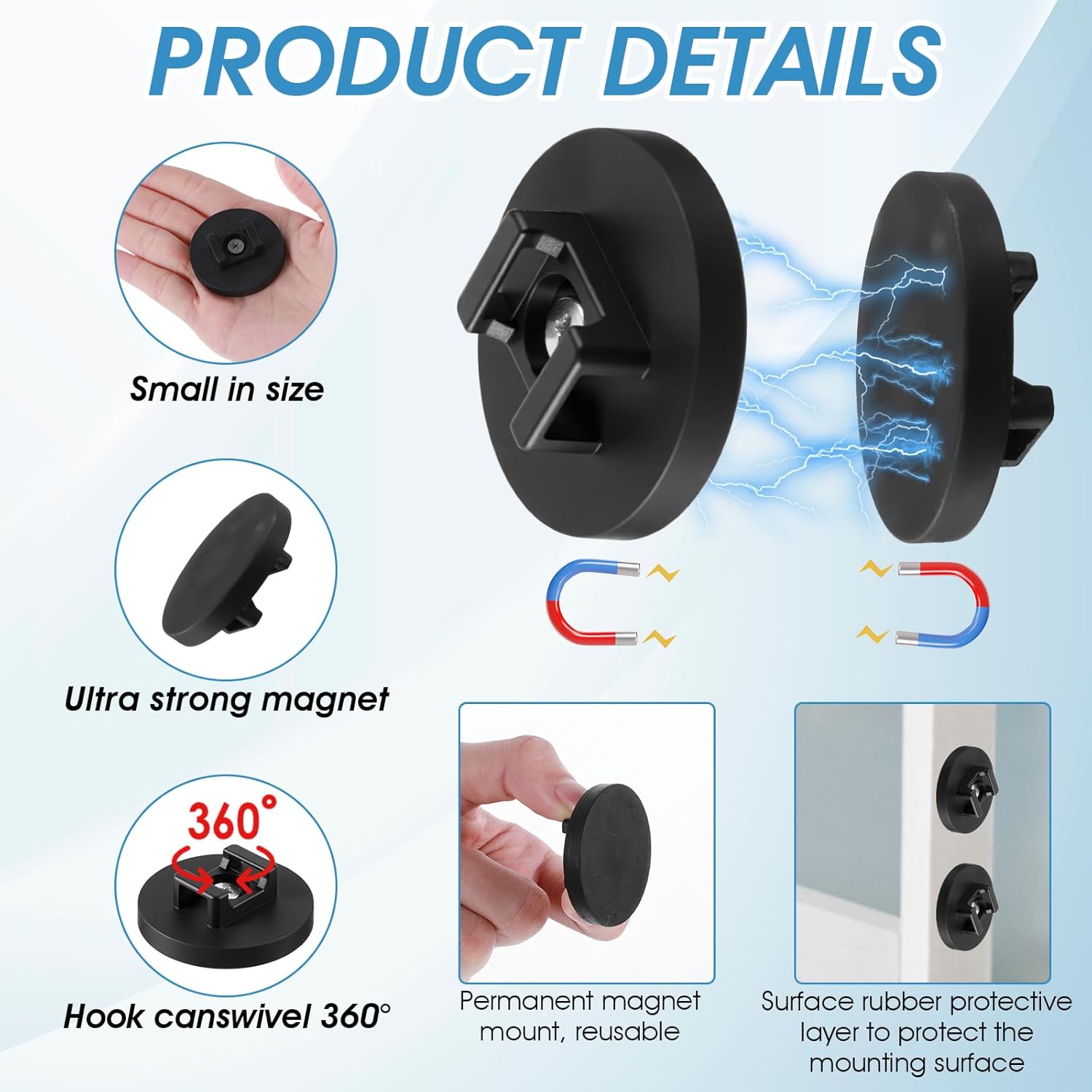 Magnetic Zip Tie Mount, Multipurpose Cable Holder, Magnets Magnetic Wire Management Bases with Heavy Duty Zip, Mount Nylon Cable Ties in Total (60 Pieces, 43 mm)