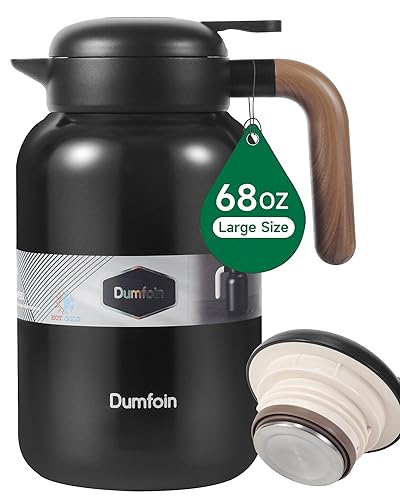 68 Oz Thermal Coffee Carafe, Stainless Steel Insulated Vacuum Coffee Carafes For Keeping Hot, 2 Liter Carafe for Hot Liquids (Black) - 68 Ounces - Black