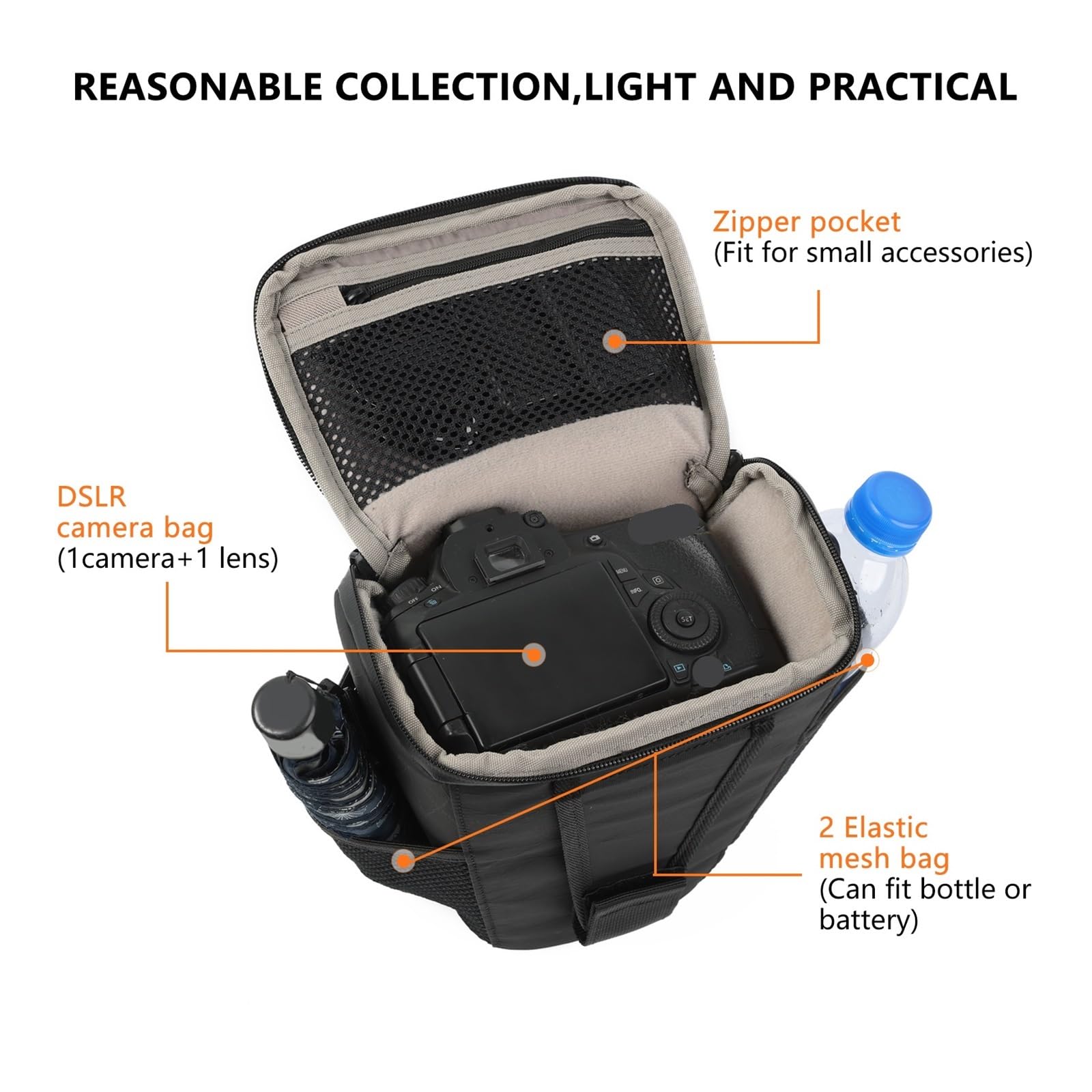 Sac banane léger et imperméable pour appareil photo reflex numérique sans miroir