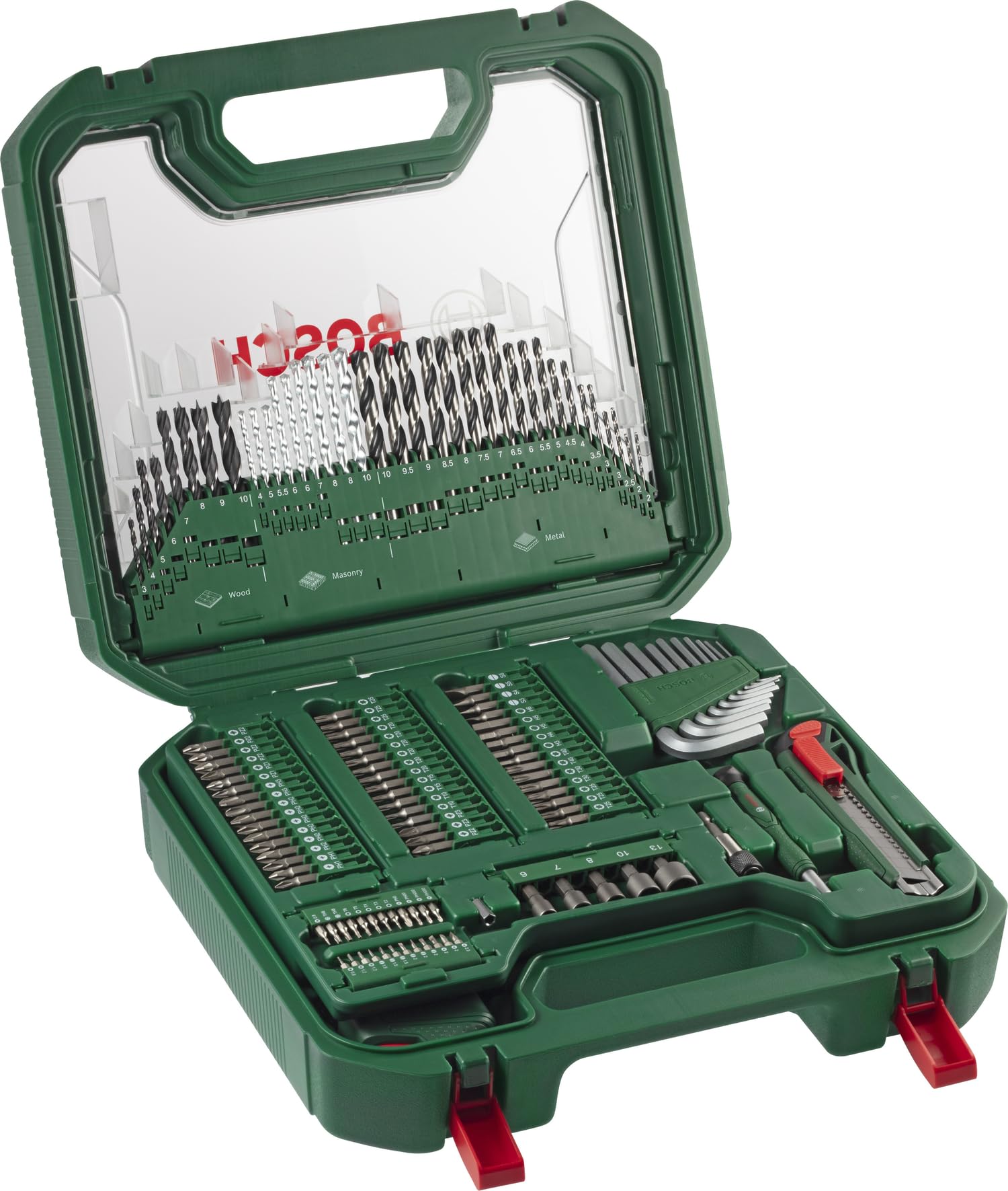 Bosch All-in-one Set, 220 + 19 pcs (380 x 359 mm, Accessory Screwdriver, drill) - Amazon Edition — image 1
