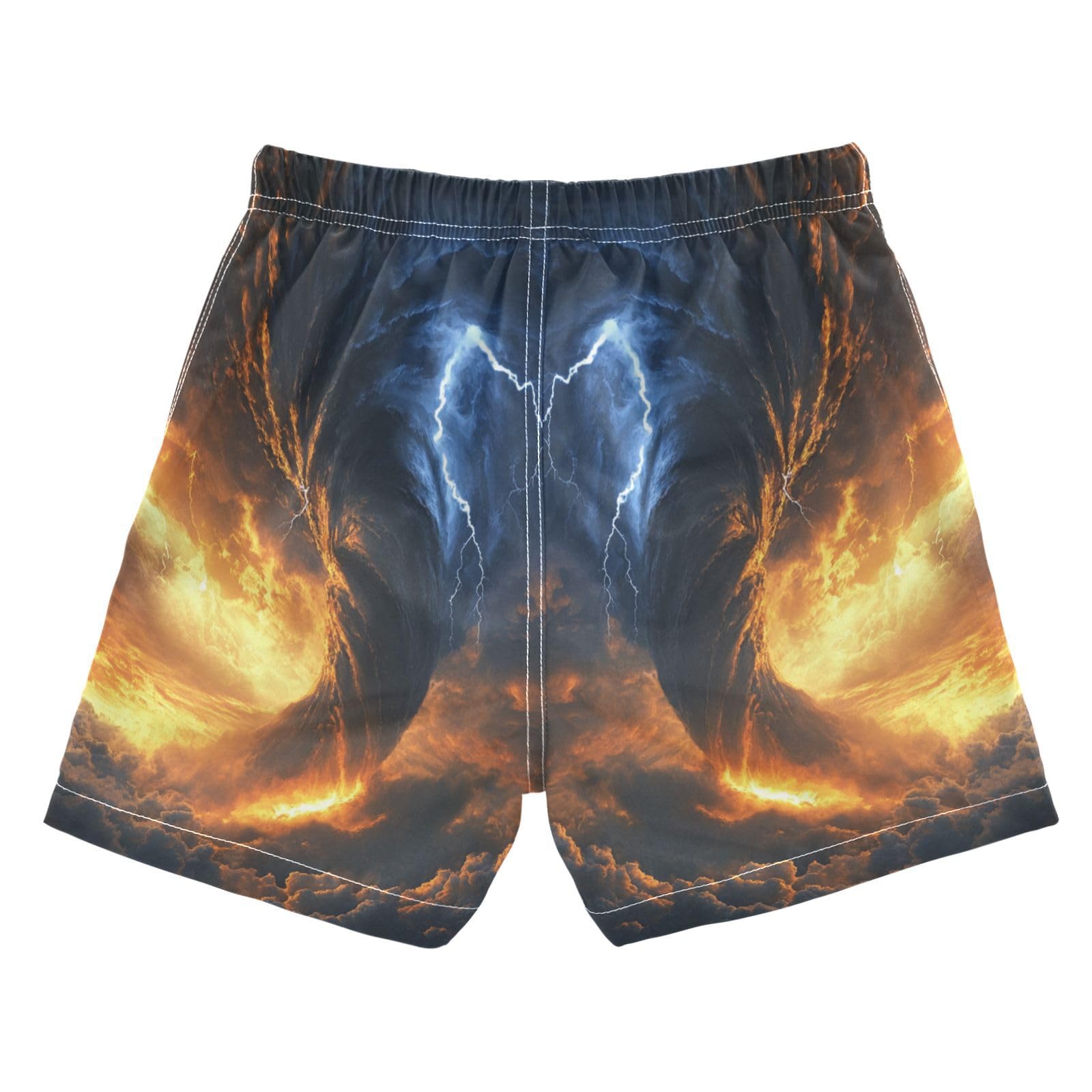 Jucciaco Boys Swim Trunk Quick Dry Beach Board Shorts Tornado Lightning Fire Cloud Swimwear for Kids Multicolor