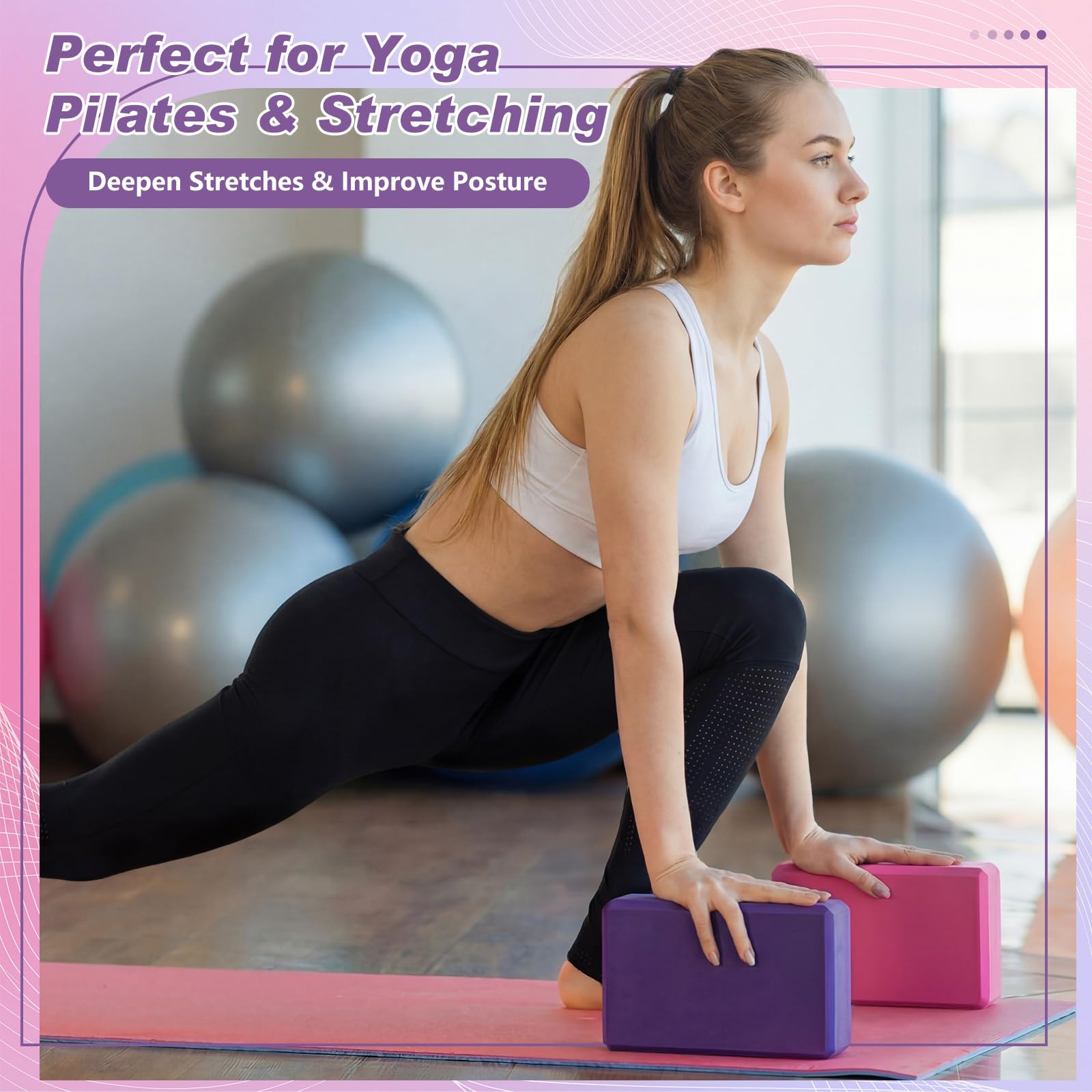 Yoga-Blöcke aus Schaumstoff, EVA, verschiedene Farben, weich, rutschfest, stützend, leicht, Gymnastikblöcke, Stretching-Zubehör für Frauen, Pilates, Meditation, 4 Stück