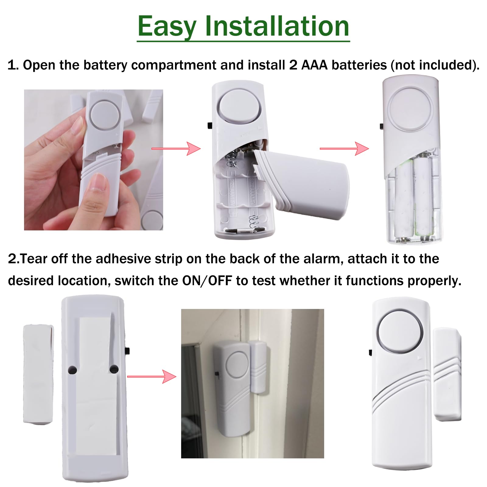 4 alarmas de puerta y ventana, sensor magnético de alerta antirrobo para el hogar, alarmas de puerta ruidosas para la seguridad de los niños, alarma antirrobo para el hogar, seguridad de la oficina