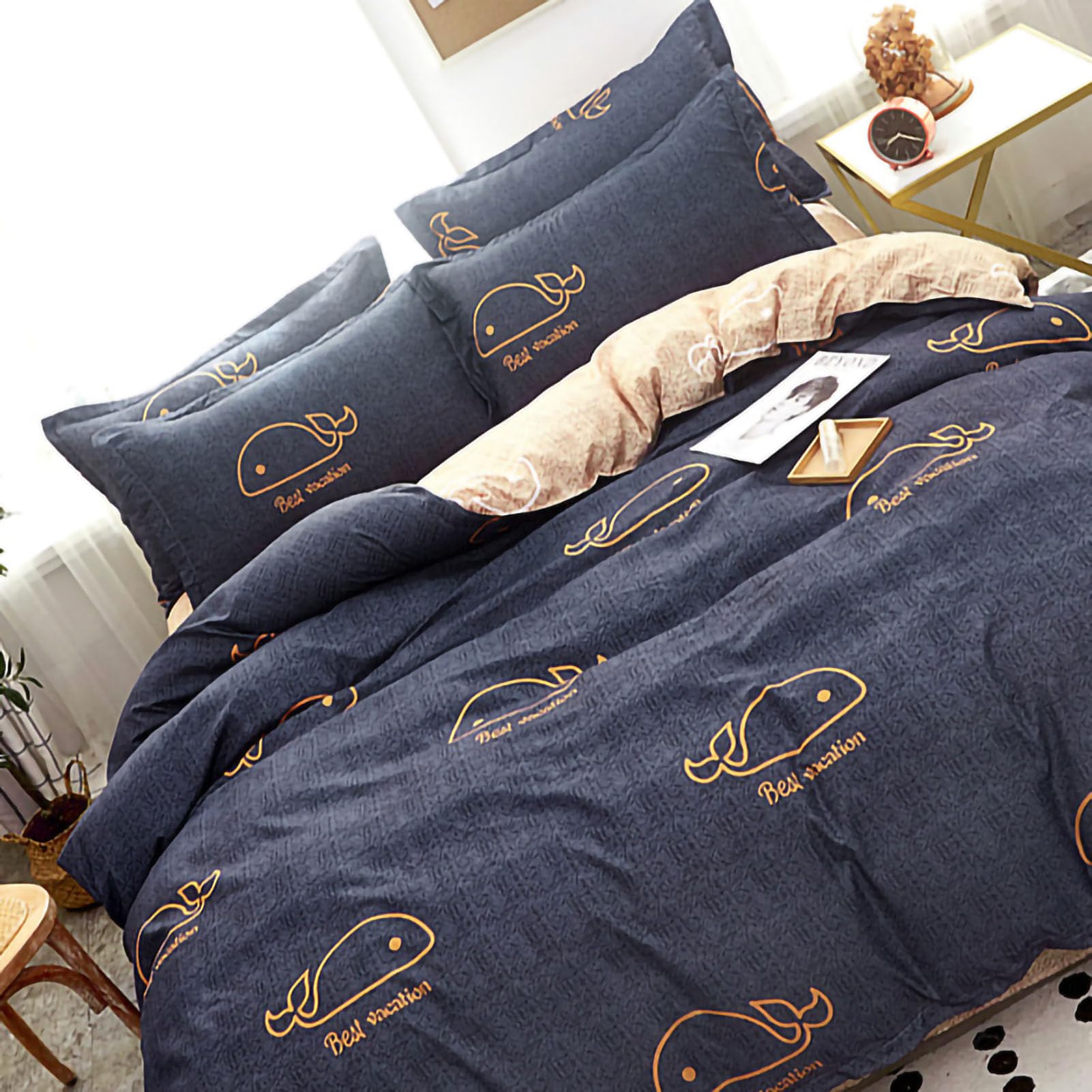 Housse de couette en polyester doux pour lit 180x220cm avec fermeture éclair