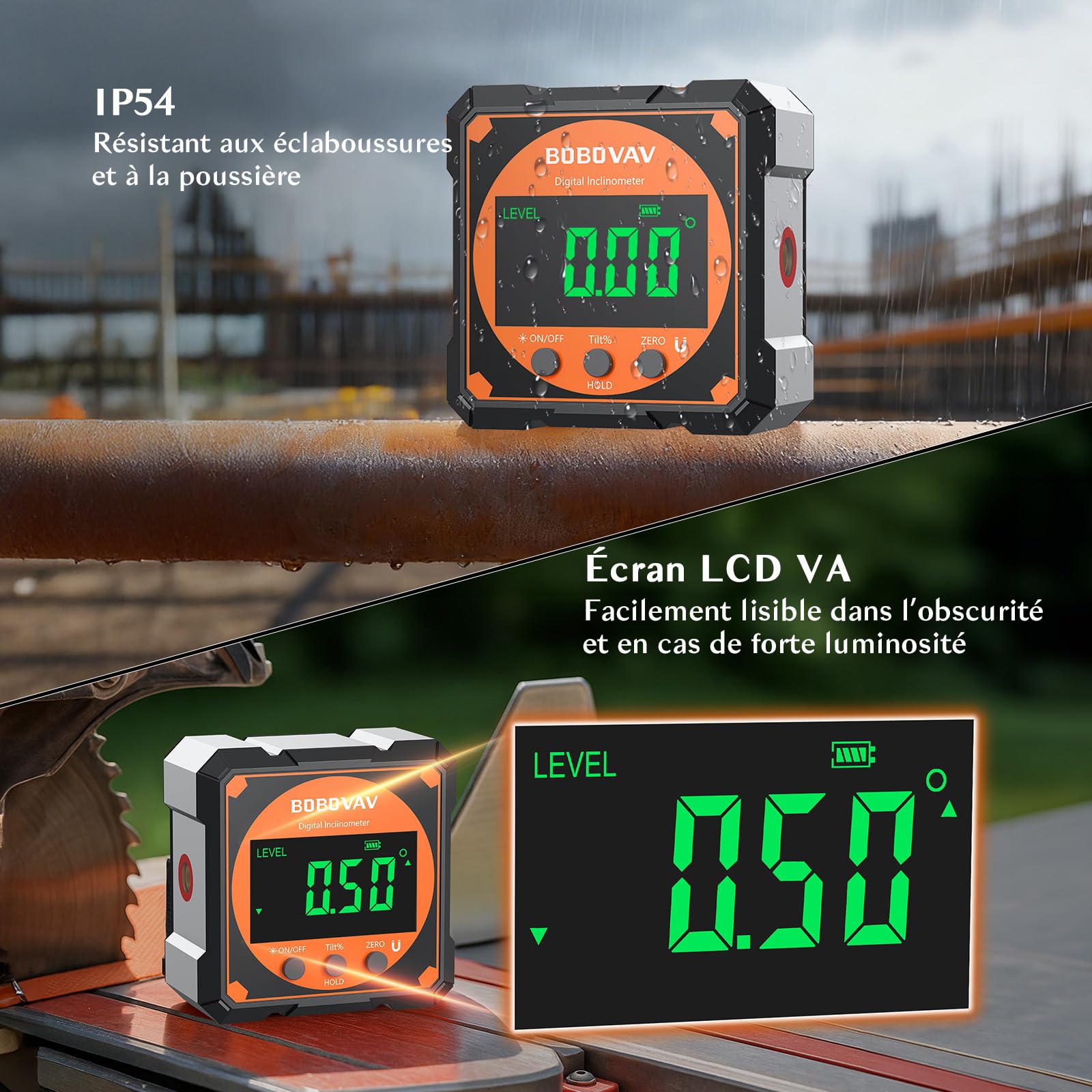4 * 90°Inclinomètre Numérique Rechargeable avec 2 Laser,0.05°Rapporteur d'Angle Digital 4 Faces Magnétiques,Niveau Électronique Étanche IP54 avec LCD VA,pour Menuiserie,Charpente & Bricolage