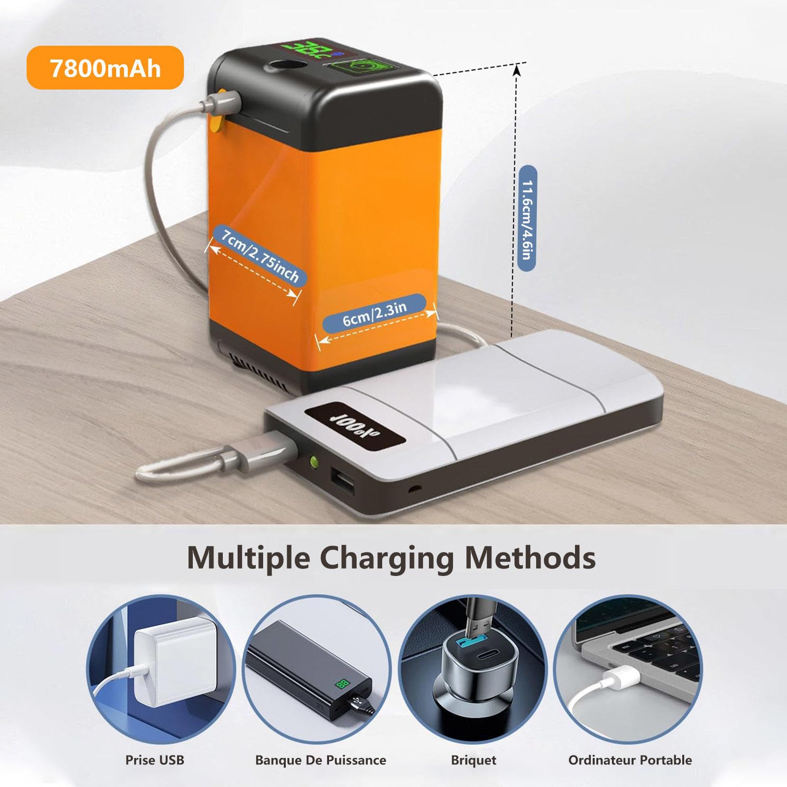 Doccia da Campeggio [Ricaricabile 7800mAh], Doccia Elettrica da Campeggio con Tubo da 2m, Cavo USB Doccia Portatile per Esterni Giardino, Escursioni, Animali