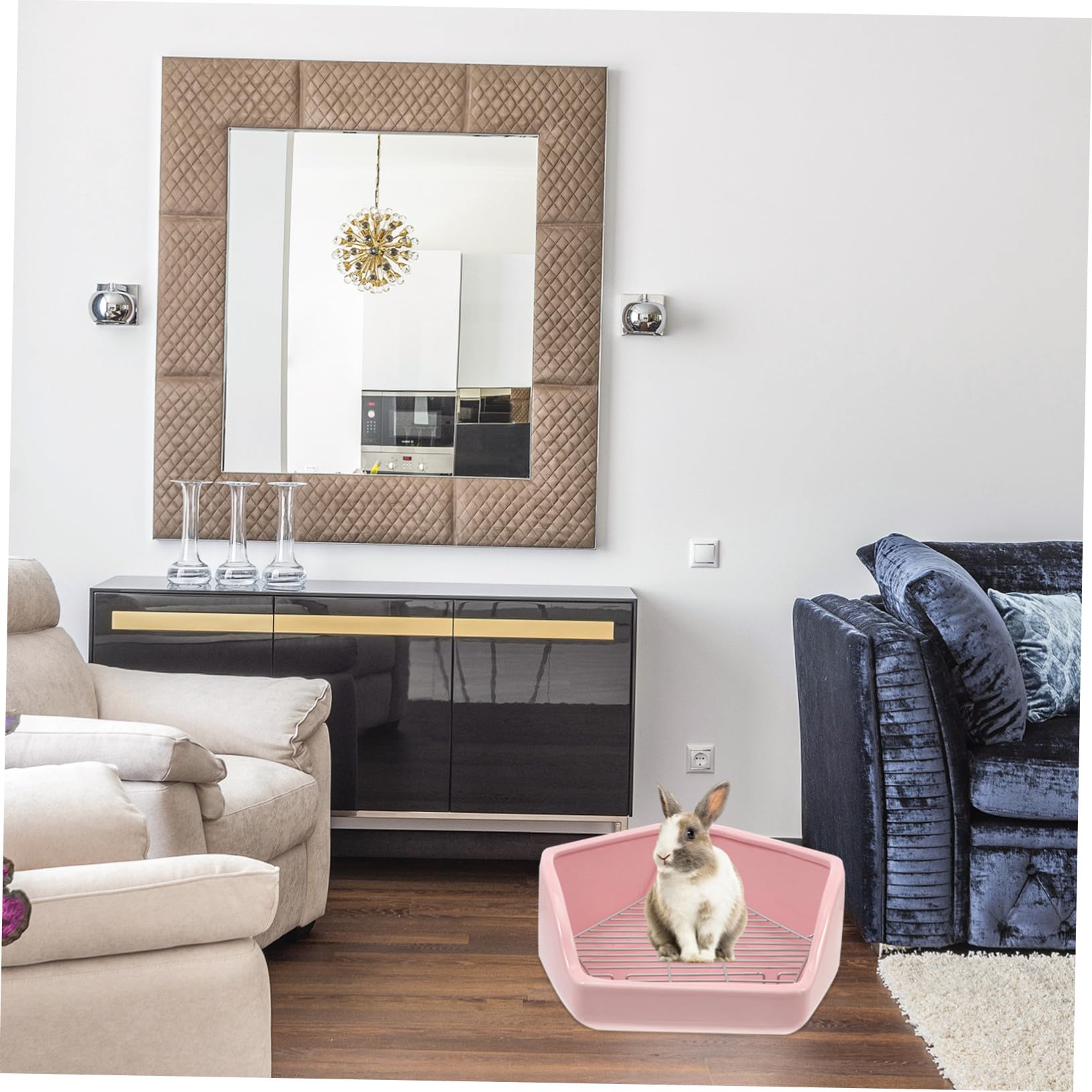 Orinal para Mascotas Antivuelco de Cerámica Extra Grande Baño Pentagonal para Conejos Cobayas y Hámsters Accesorio Higiénico para Pequeños Animales Fácil de Limpiar y Seguro