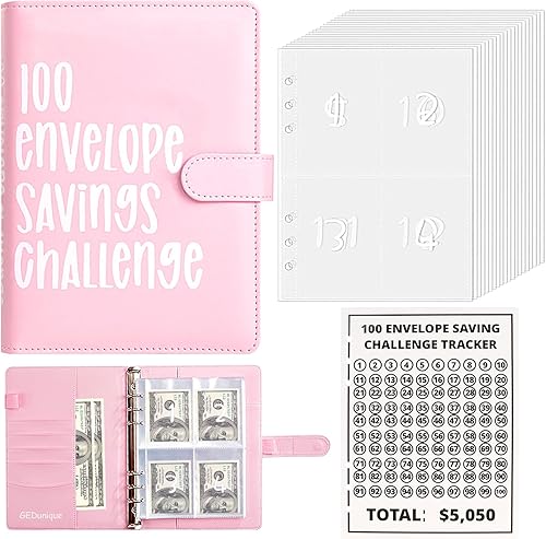 Desafío de ahorro de dinero de 100 sobres, carpeta de desafío de 100 sobres 2023, forma fácil y divertida de ahorrar $5,050, planificador de
