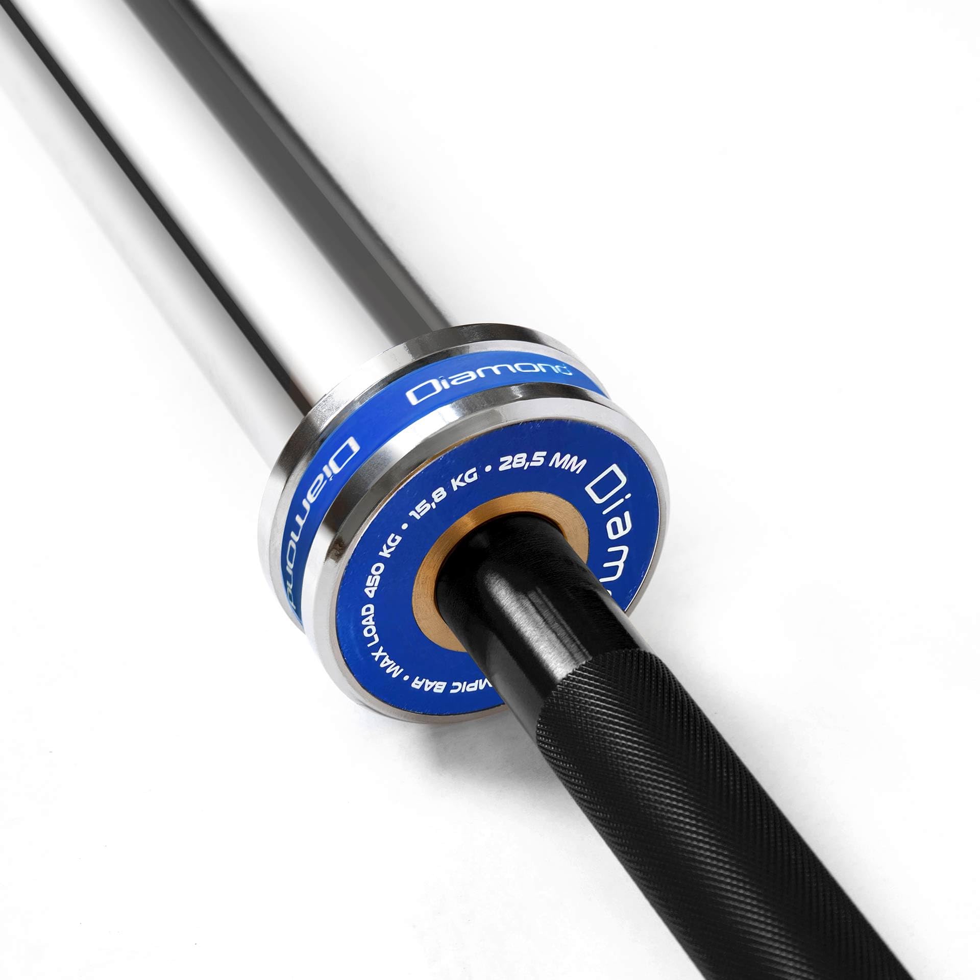 Diamond【Bilanciere Olimpico Sfida 176 cm Brunito】Per Dischi Foro 50 mm, 15,8 kg, Carico 450 kg, 4 Cuscinetti, Hard Chromed, Zigrinatura Antiscivolo, Cross Training e Powerlifting, Home Gym