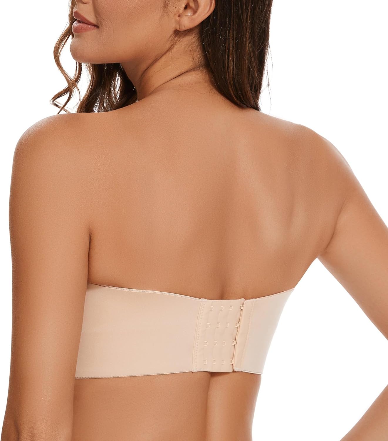 sheroine Strapless Push up Plus Size Seamless Bra Underwire Convertible Smoothing Unpadded Support Large Breasts Bras(Nude,34G) - Image 3
