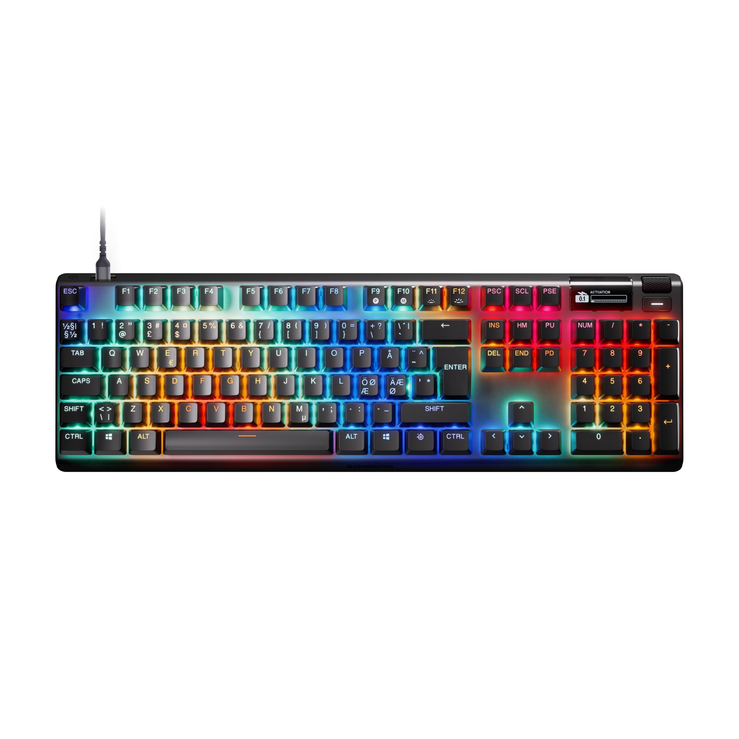 SteelSeries Apex Pro Gen 3 - Hipermagnetyczna klawiatura dla graczy - przełączniki OmniPoint 3.0 - Rapid Trigger - Ustawienia gier - Rapid Tap/SOCD - OLED - RGB - nakładki z PBT - NOR Layout QWERTY