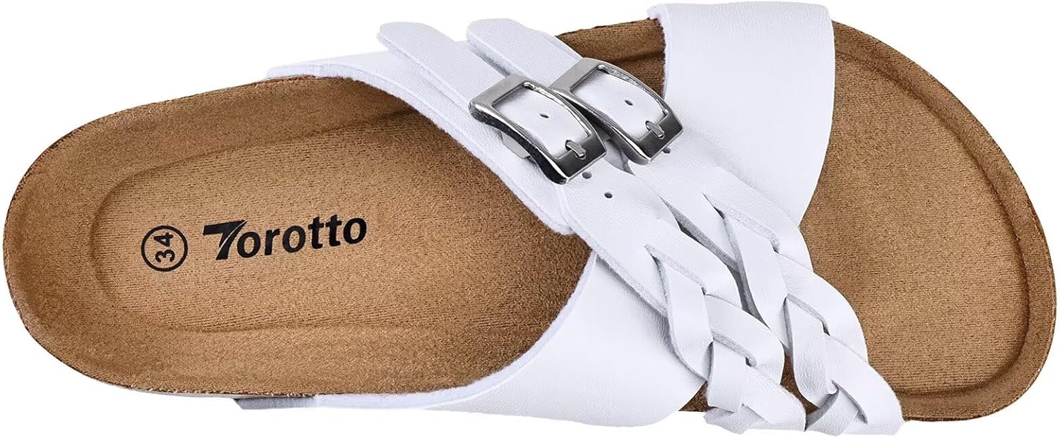 Torotto Kids Girls Boys Sandals with Cork Footbed Adjustable Strap Toddler Casual Slides Sandals Open Toes Flat