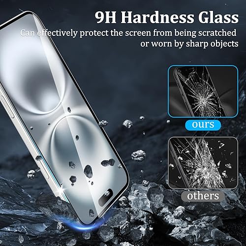 Miniatura 4 de Paquete de 2 protectores de pantalla para iPhone 17, protección de vidrio templado de dureza 9H con herramienta de fácil instalación, transparente