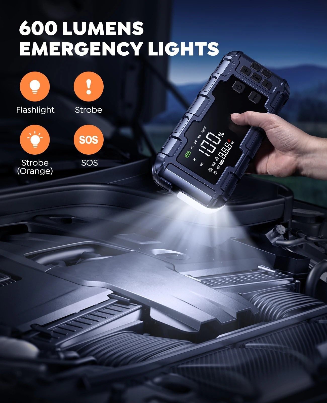 Motorino Di Avviamento 6000A Auto Salto di Avviamento PD45W Accumulatori E Caricabatterie Riserva 26800mAh 160PSI Pompa Aria Batteria Emergenza Booster Dispositivo